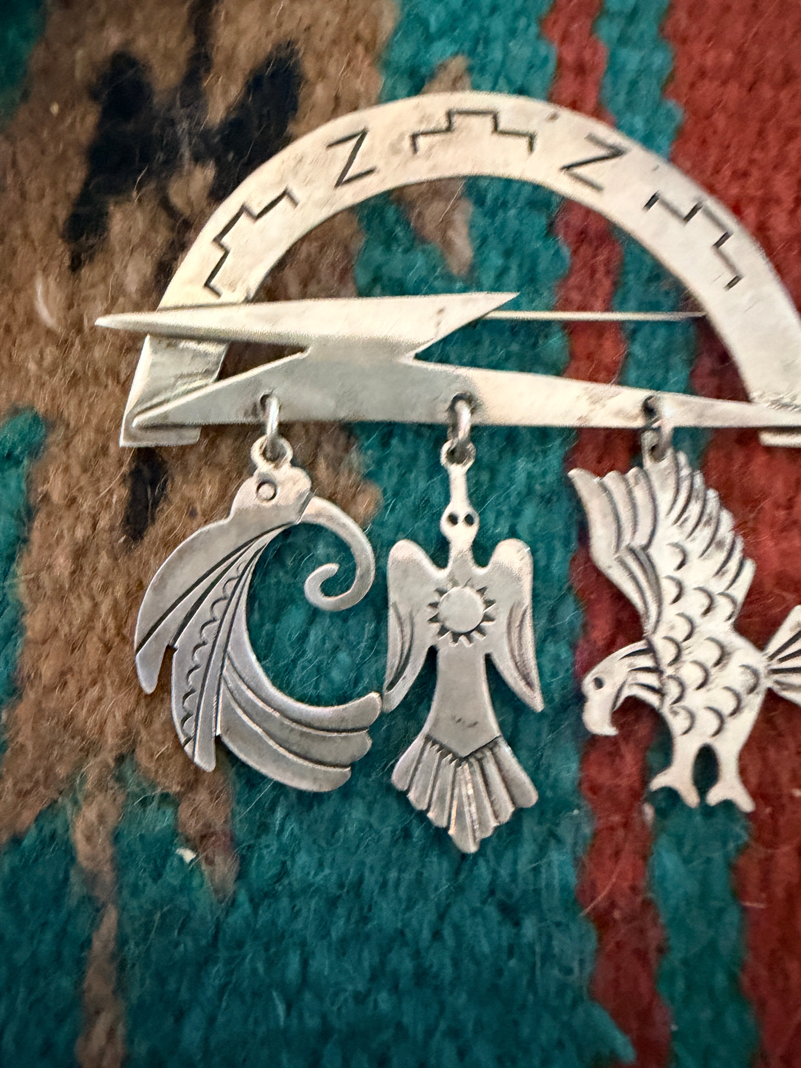 Old Pawn Handcrafted Sterling Silver Bird Brooch