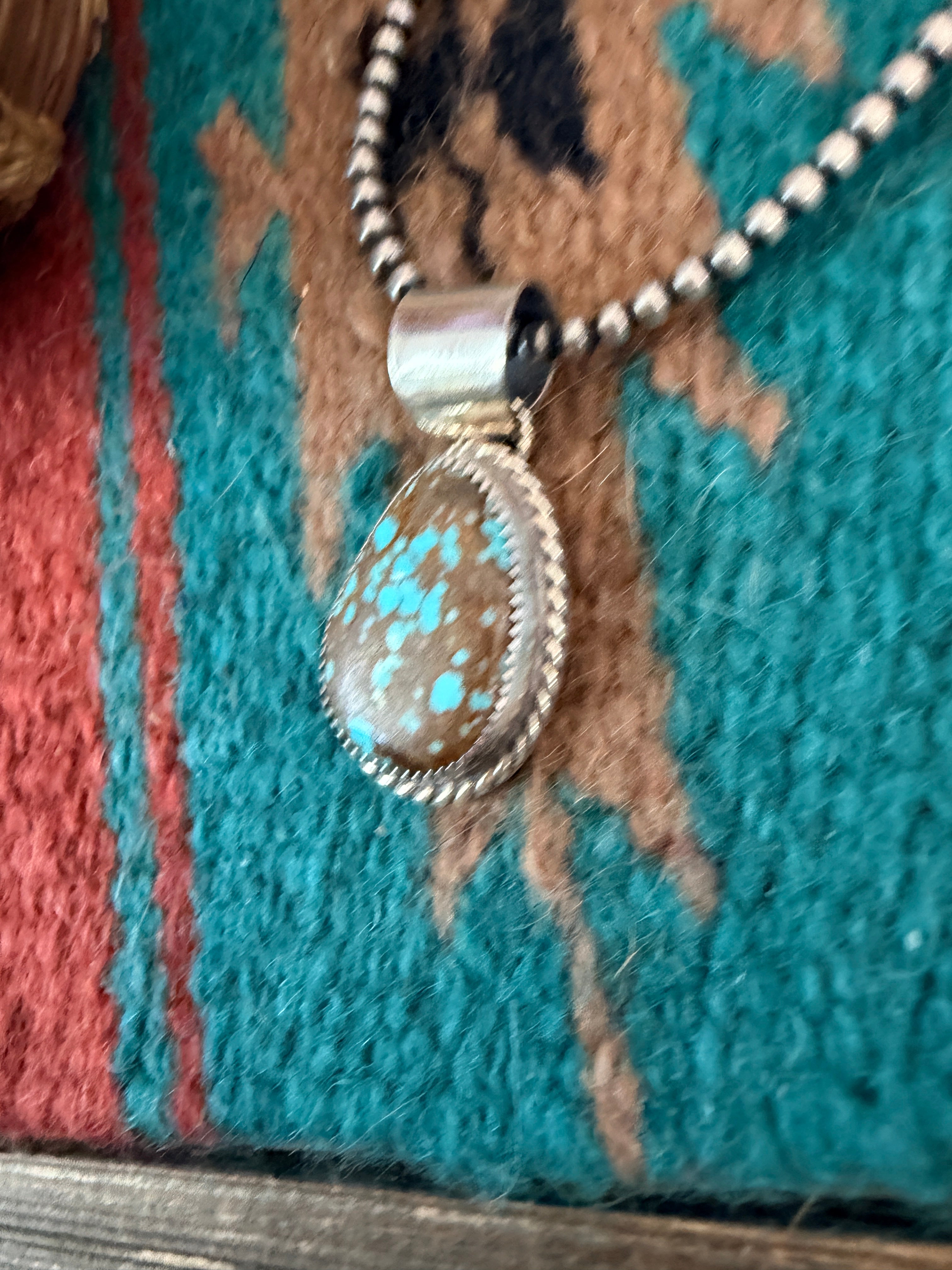 Handmade Sterling Silver & Number 8 Turquoise Pendant