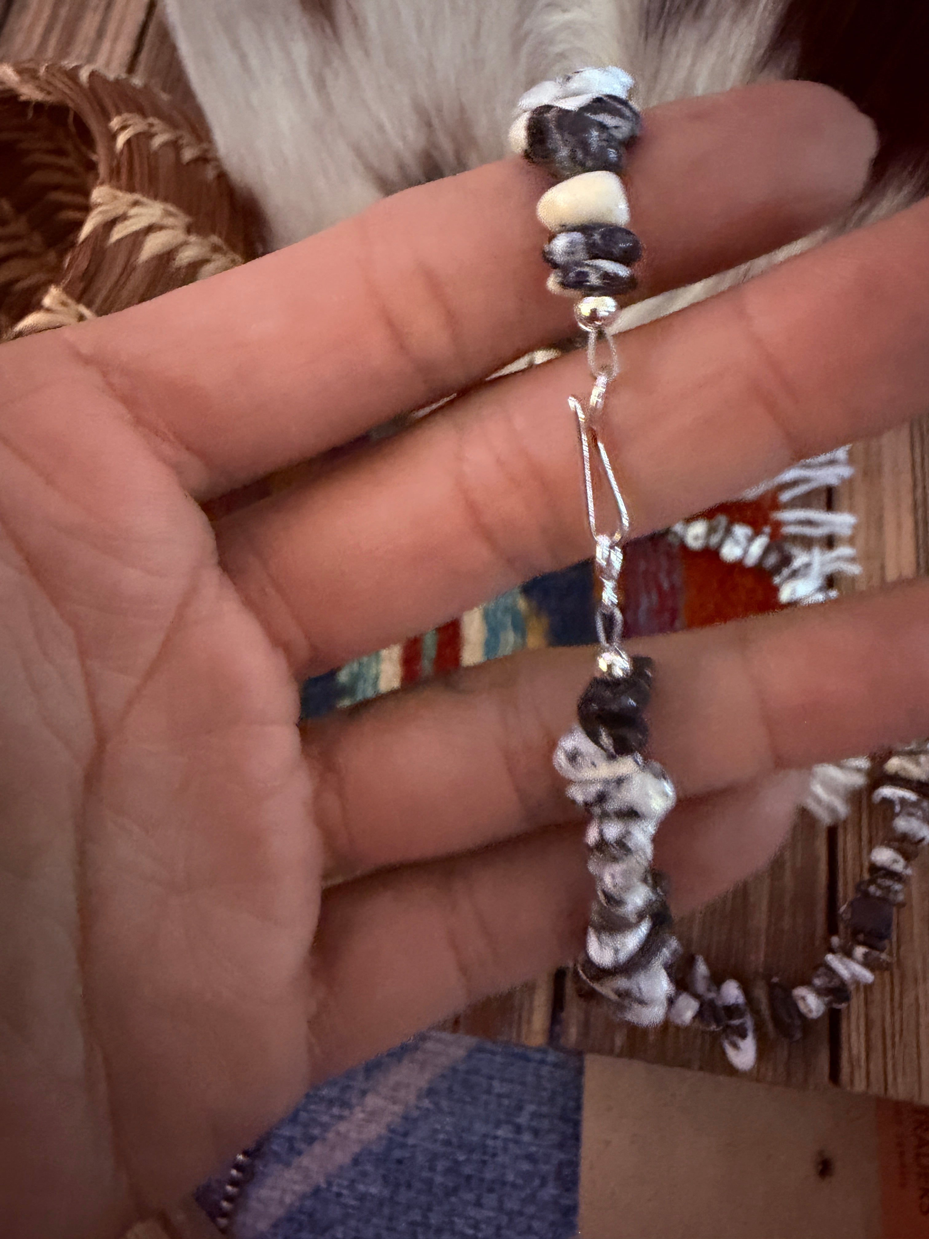 Handcrafted White Buffalo & Sterling Silver Beaded Necklace