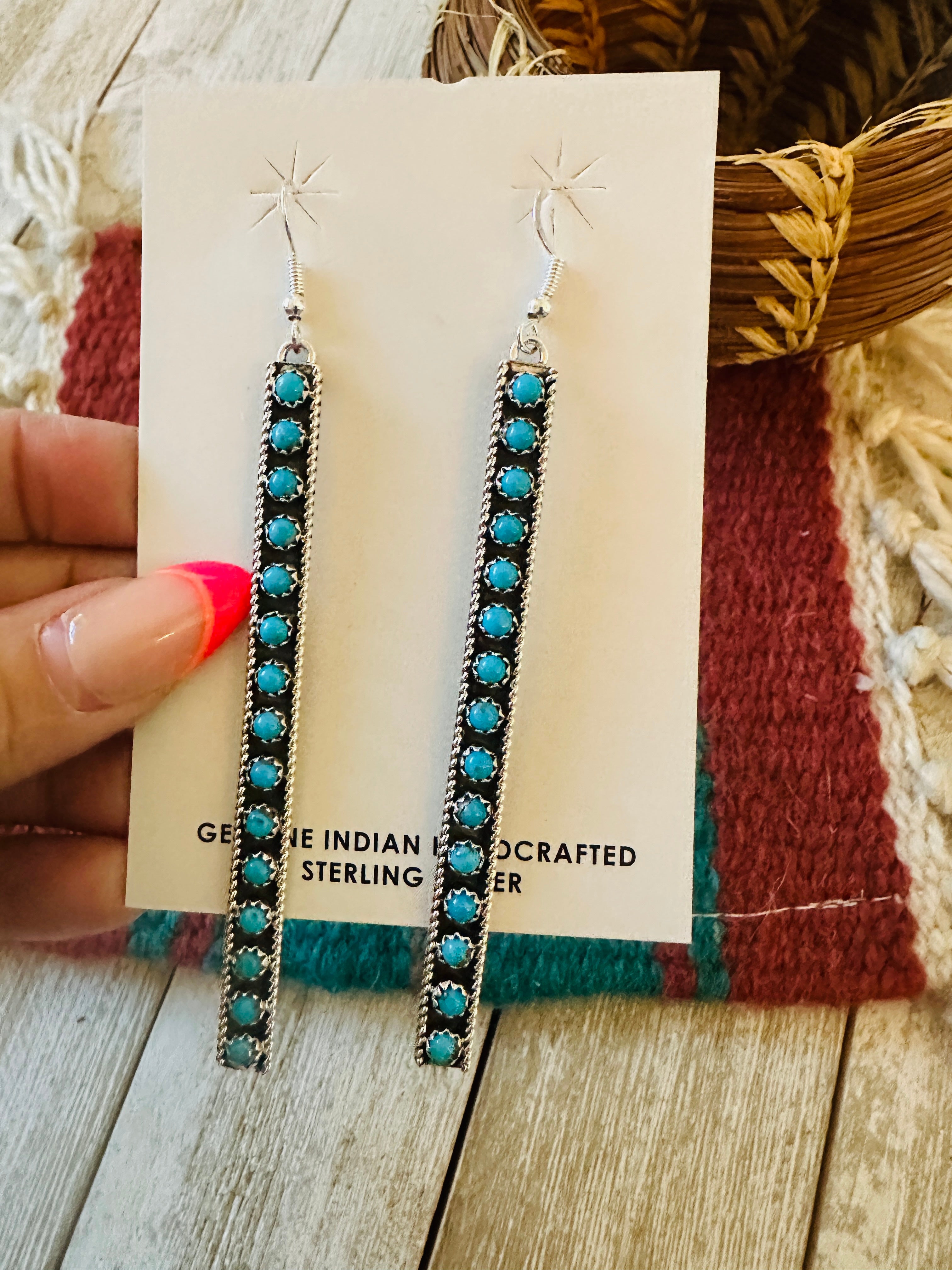 Handcrafted Sterling Silver & Turquoise Snake Eye Dangle Earrings