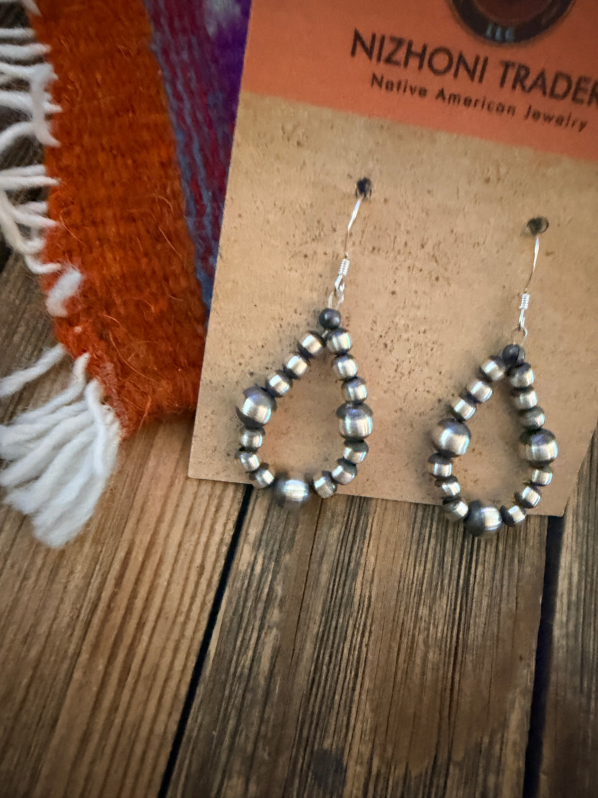 Handcrafted Sterling Silver Pearl Beaded Dangle Hoop Earrings
