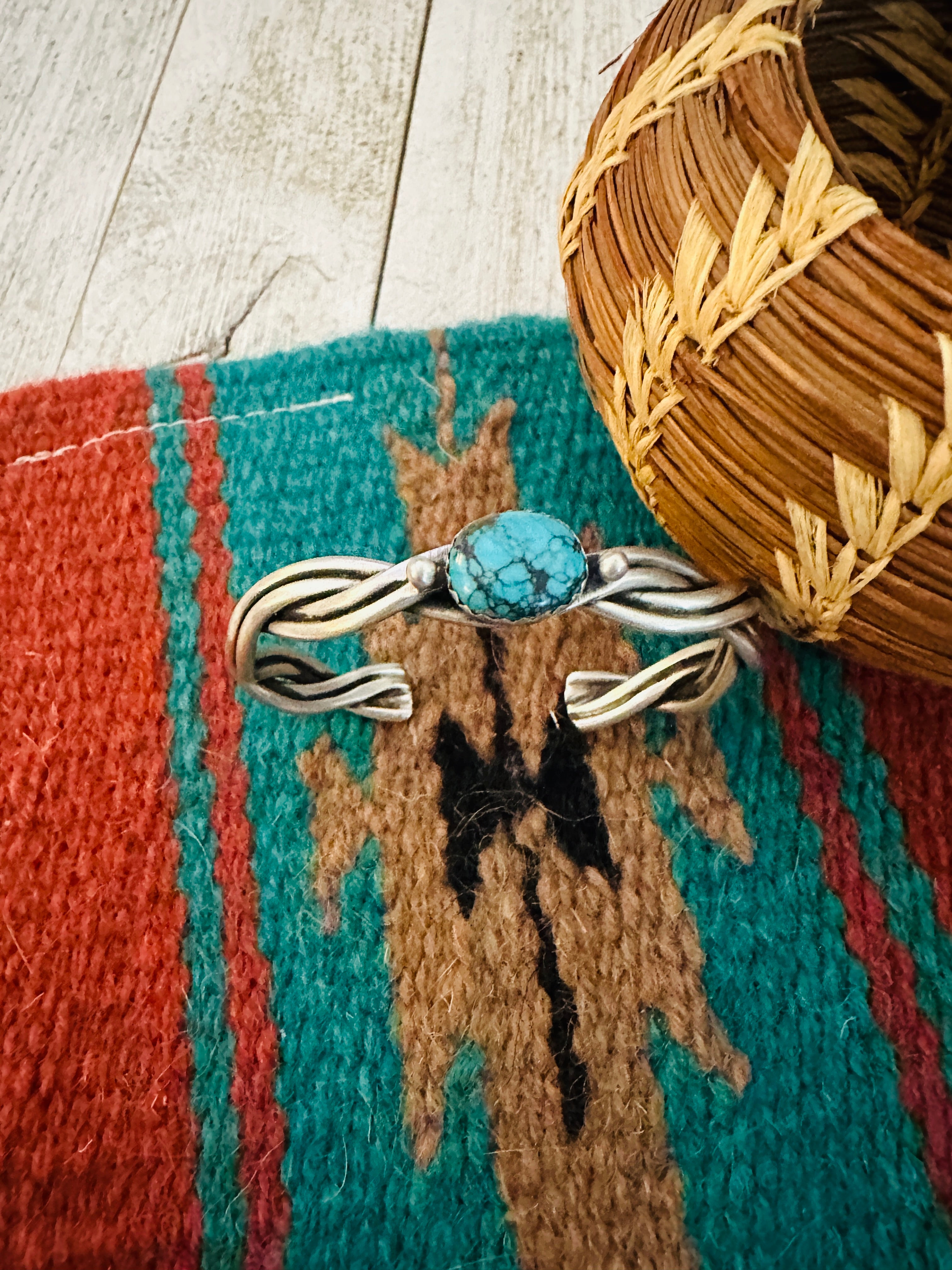 Navajo Kingman Turquoise & Sterling Silver Cuff Bracelet