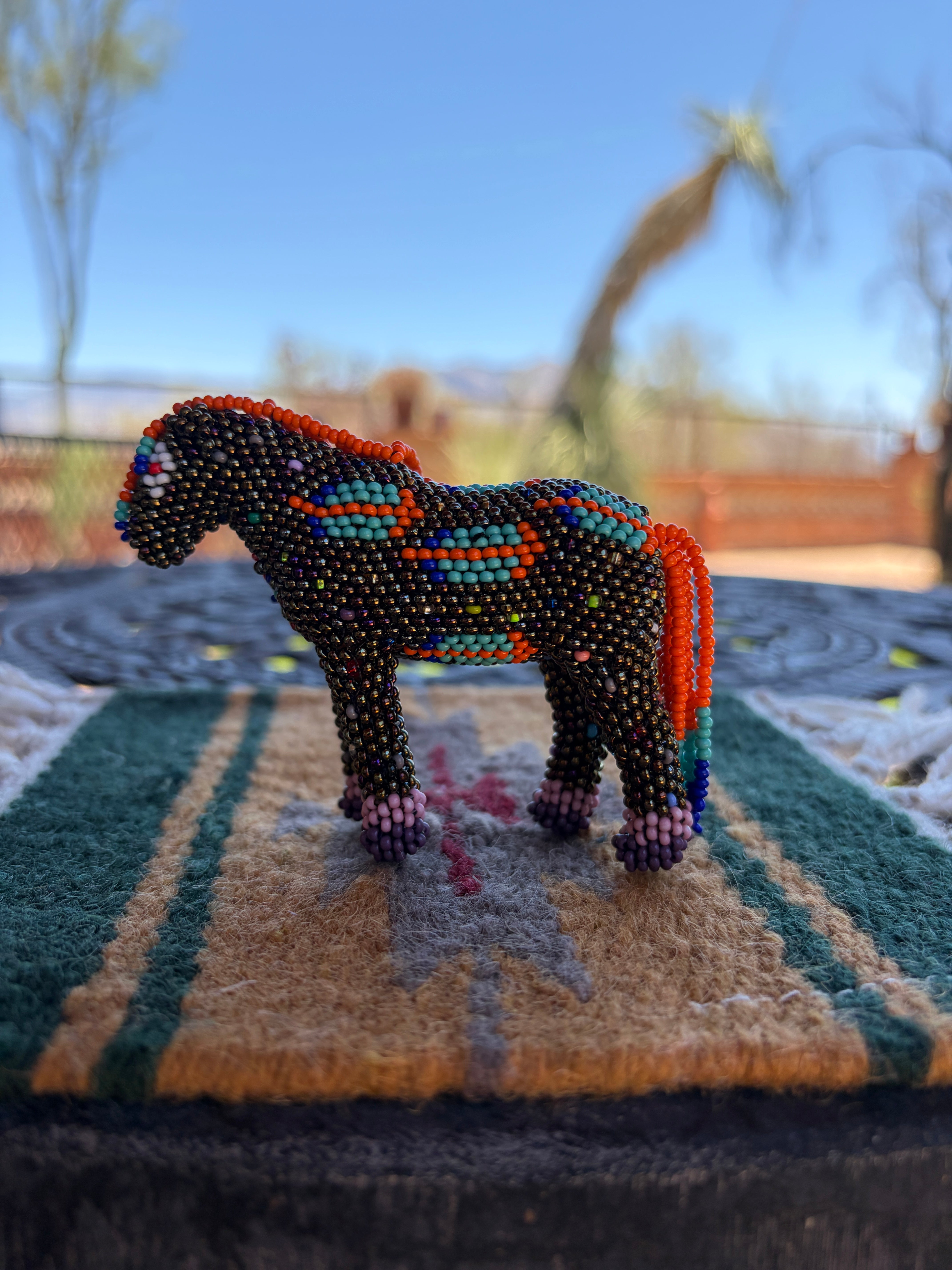 Handmade Peyote Stitched Horse Figurine- Gold 1