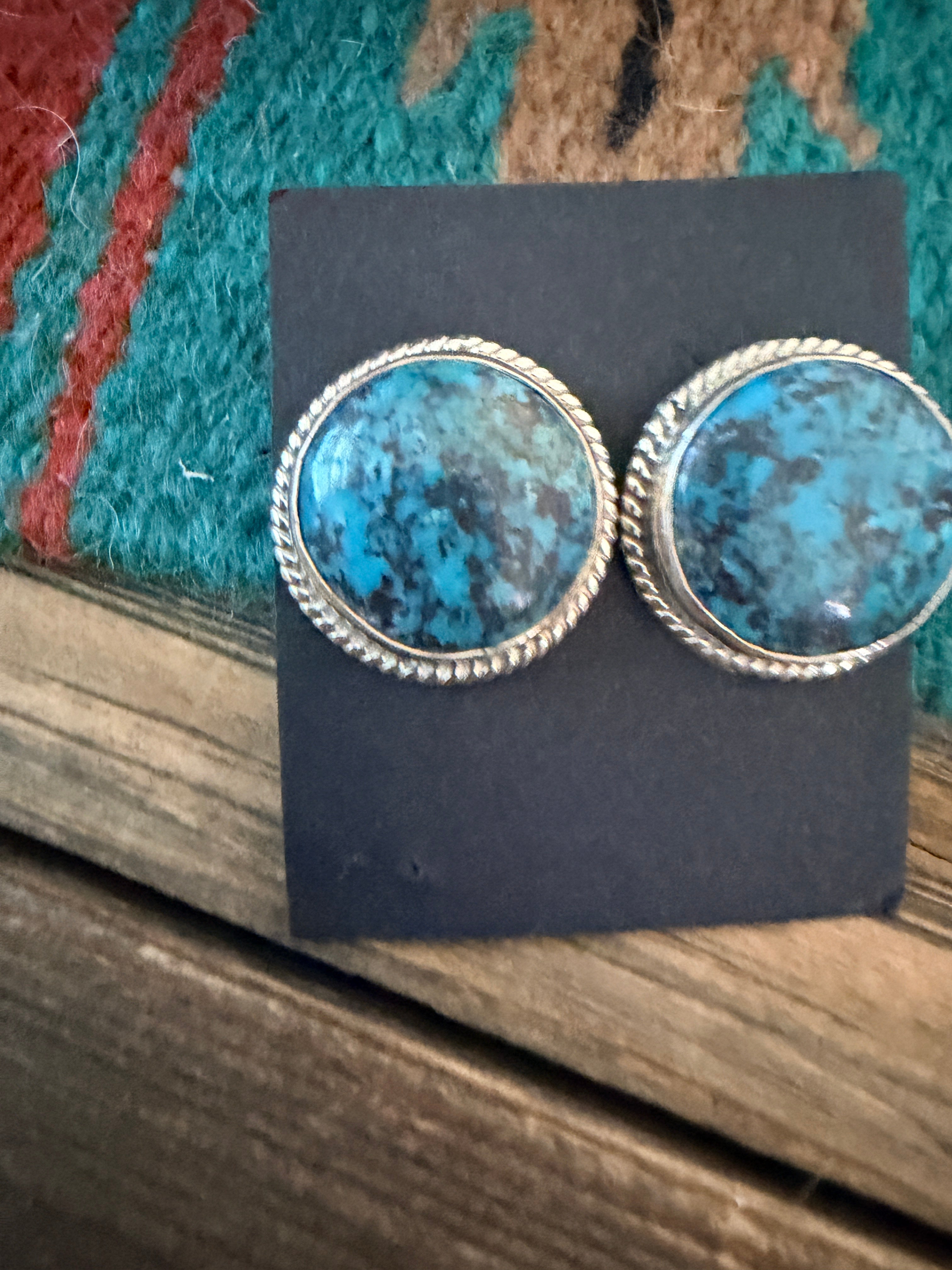 Handcrafted Turquoise & Sterling Silver Post Earrings