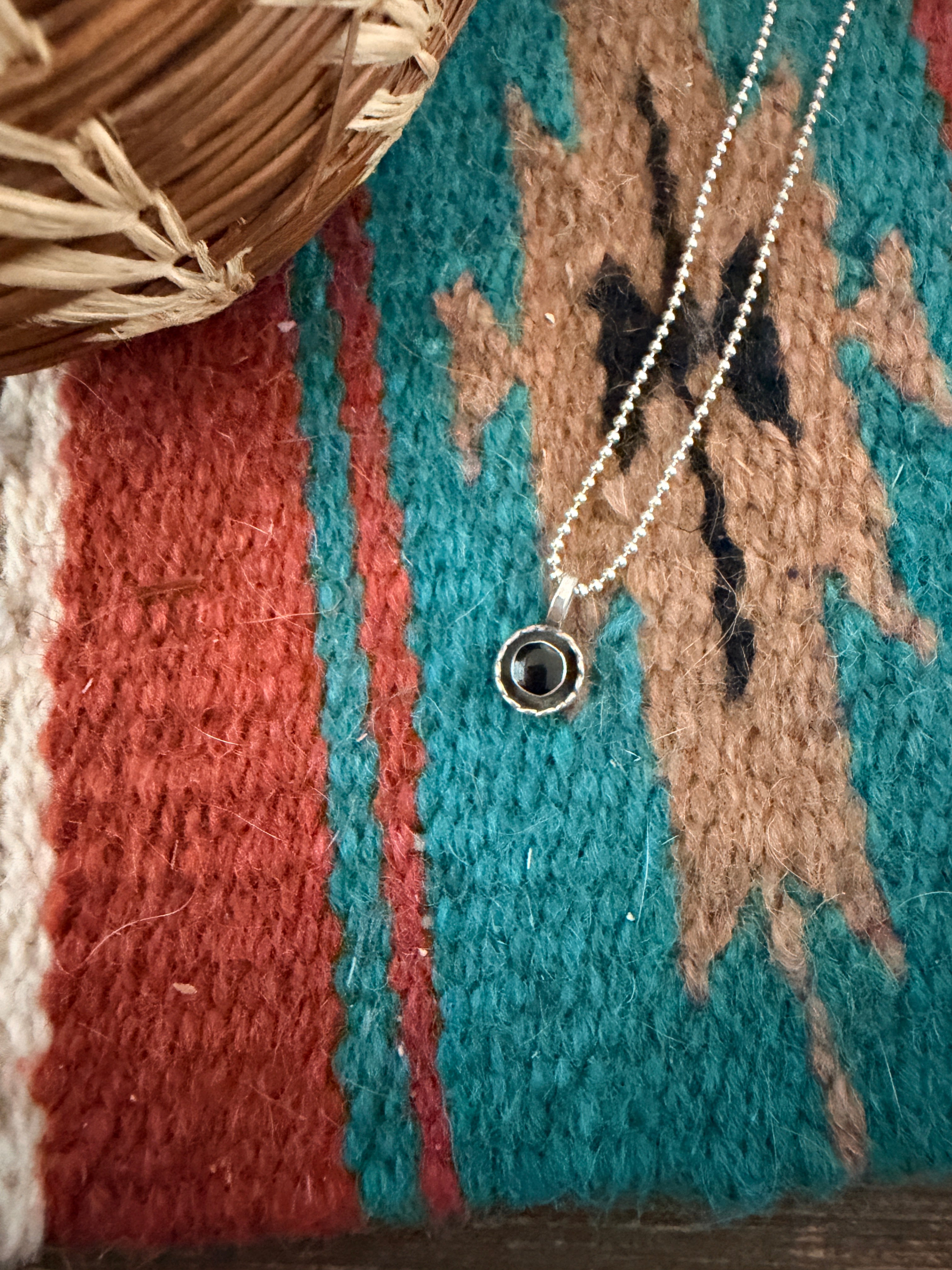 Handcrafted Sterling Silver and Black Onyx Mini Pendant