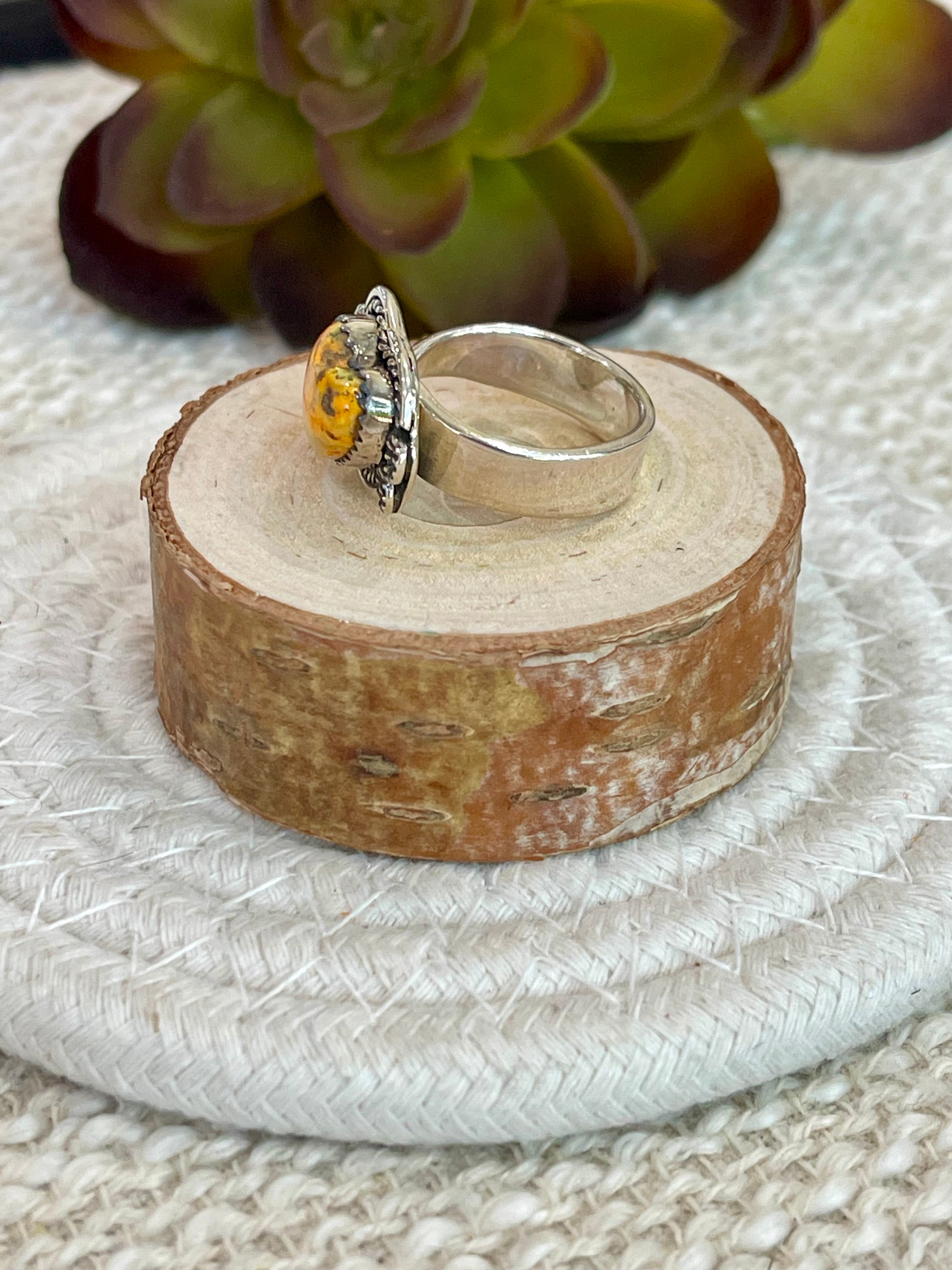 Handmade Sterling Silver & Bumble Bee Adjustable Ring