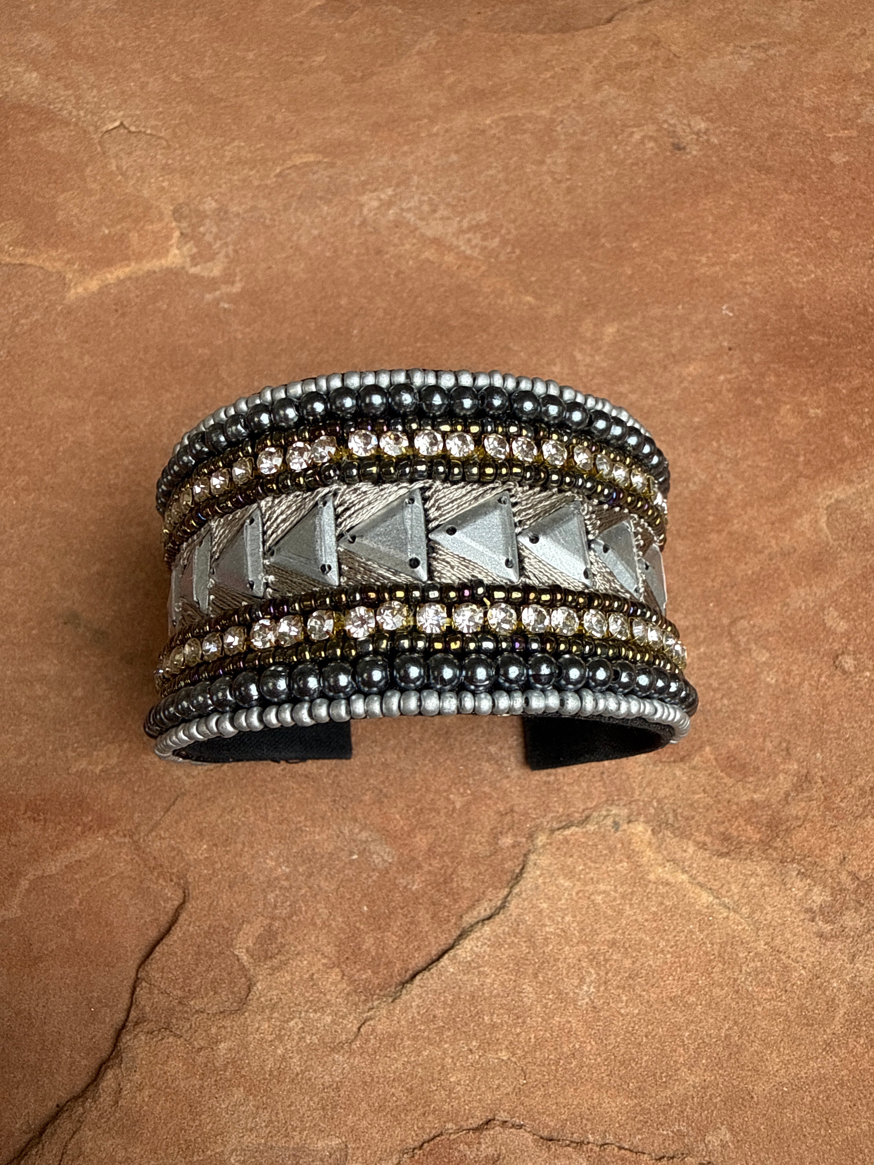 “The Golden Collection” Handmade Beaded Cuff Bracelet