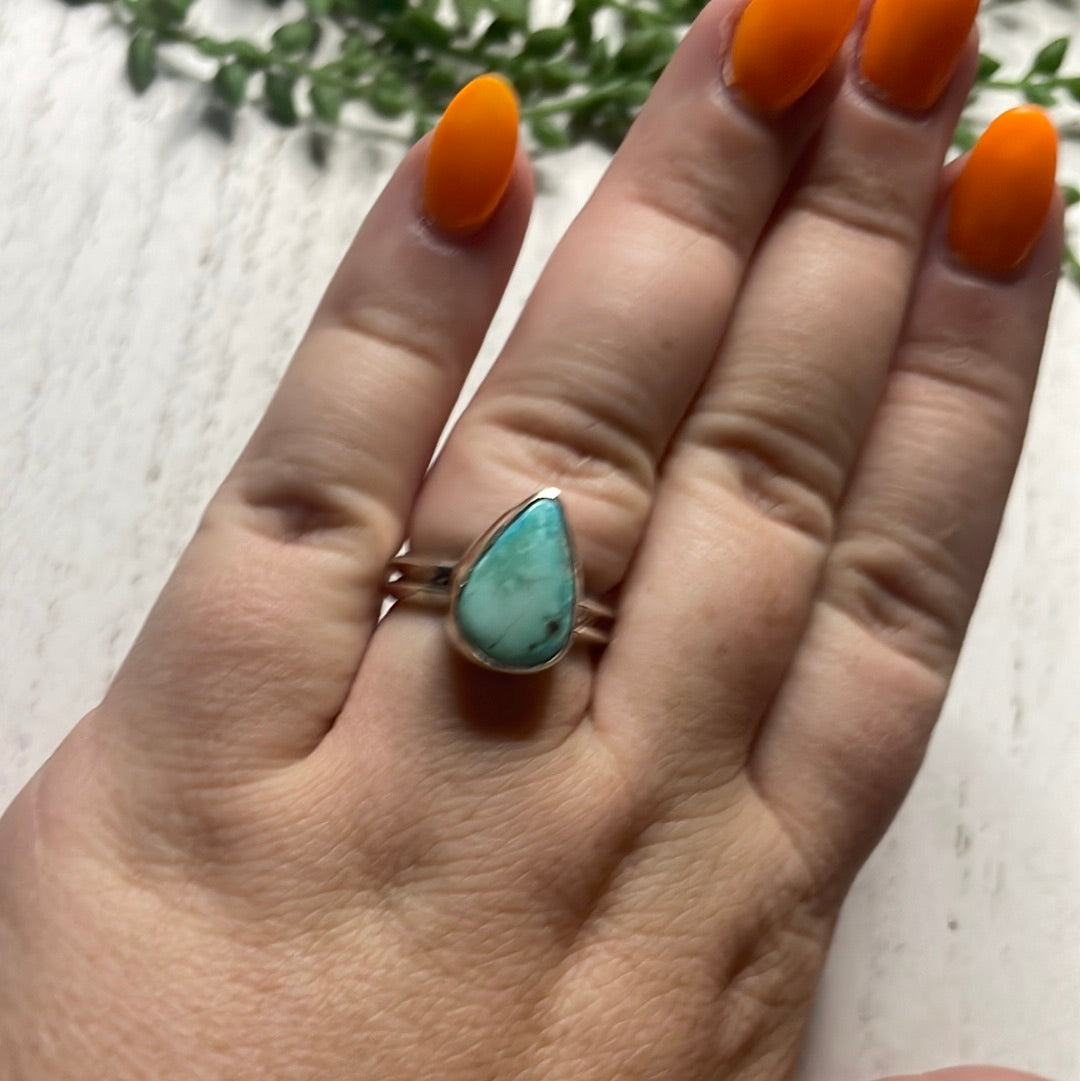 Navajo Turquoise Sterling Silver Teardrop Ring