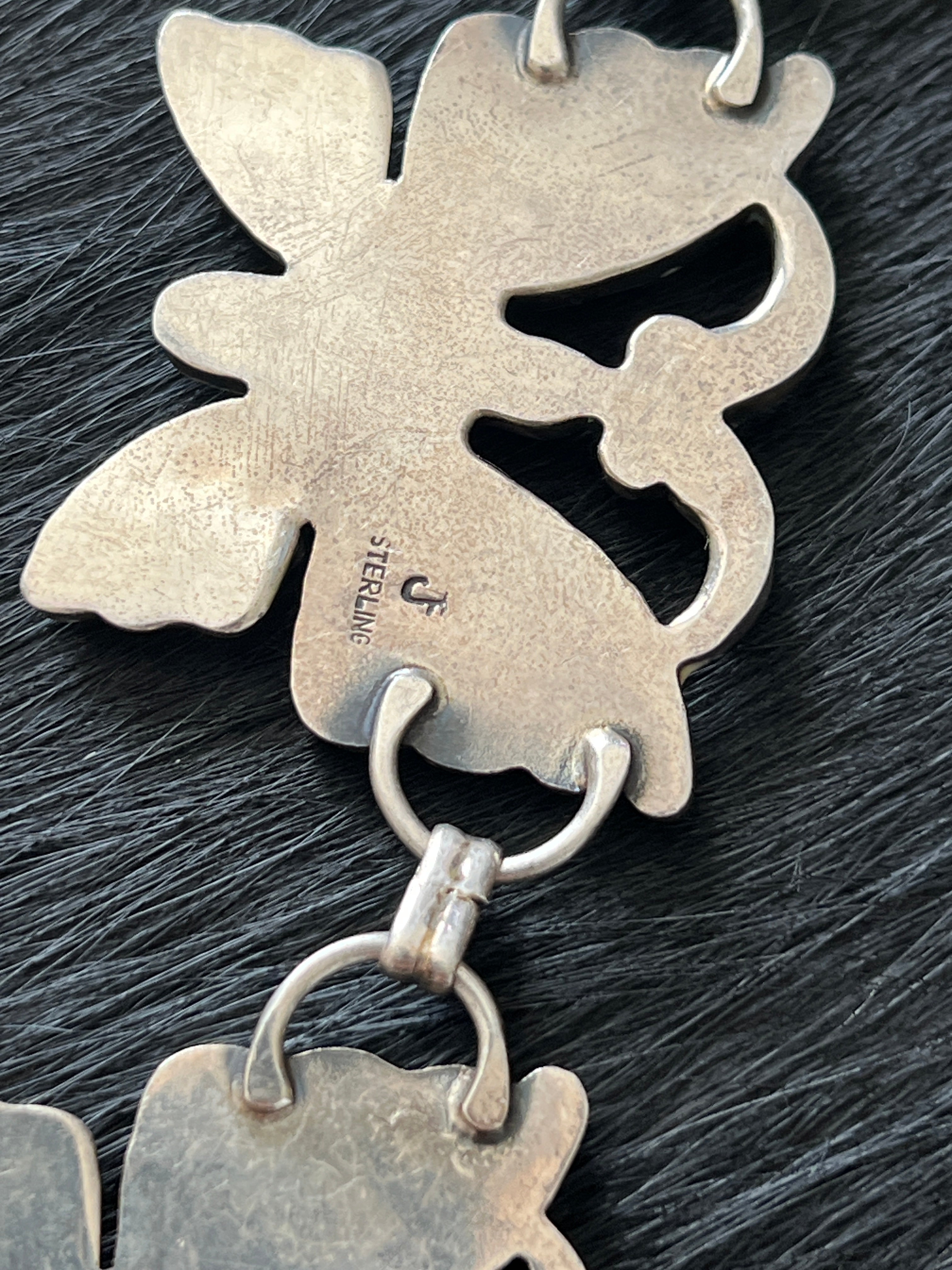 Vintage Sterling Silver and Turquoise Butterfly Necklace by Federico Jimenez