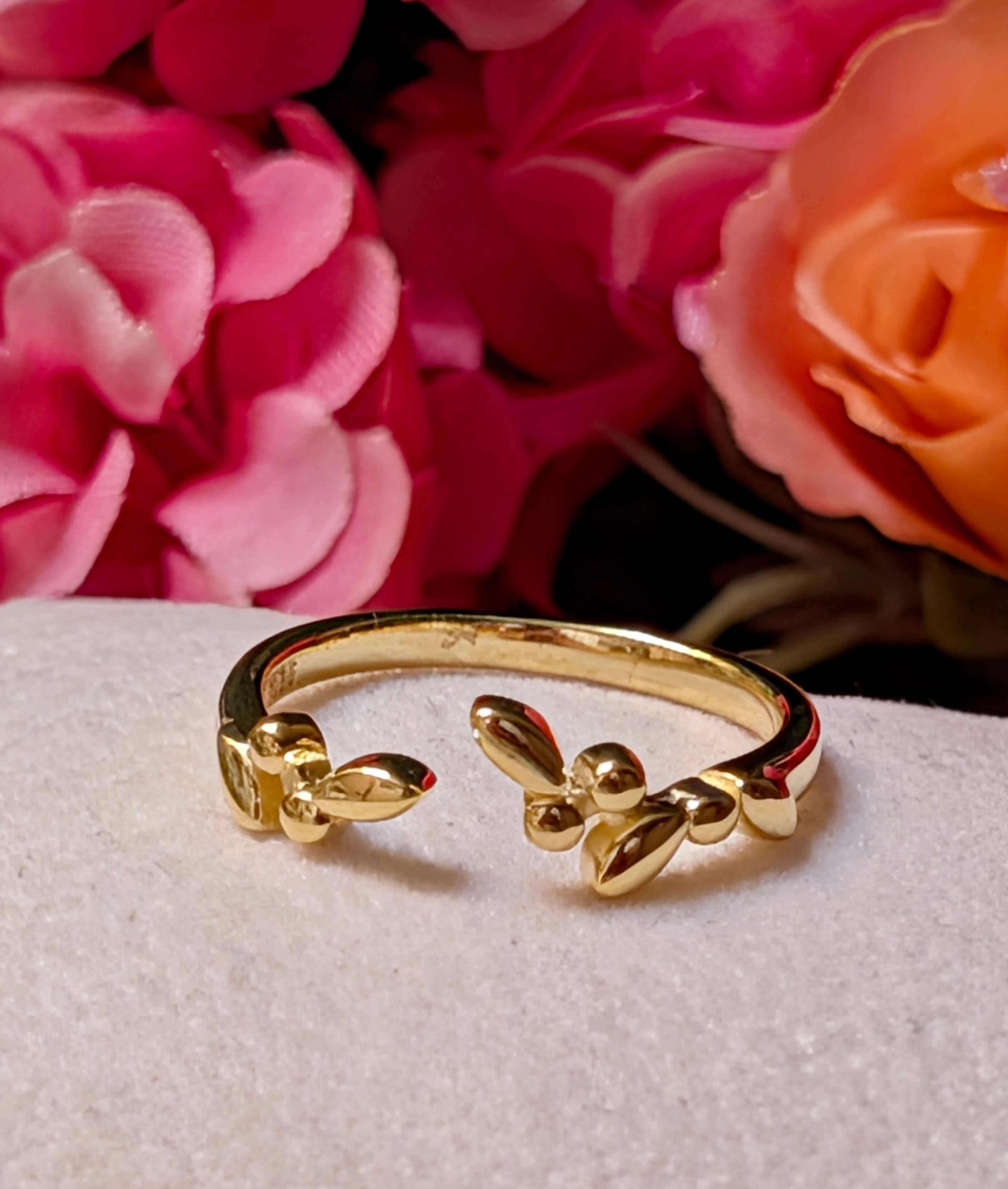 14k Gold Sterling Silver Ivy Band Ring
