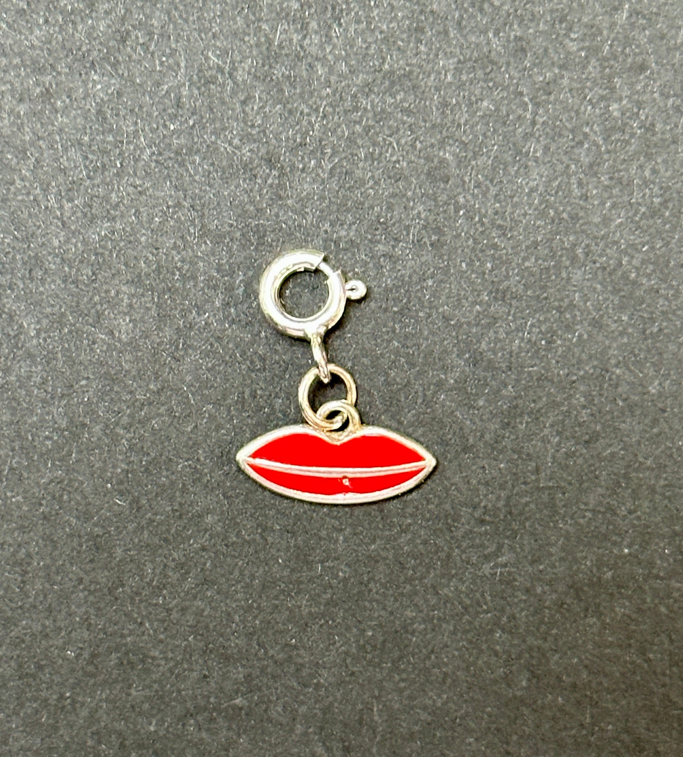 Sterling Silver Red Lips Charm