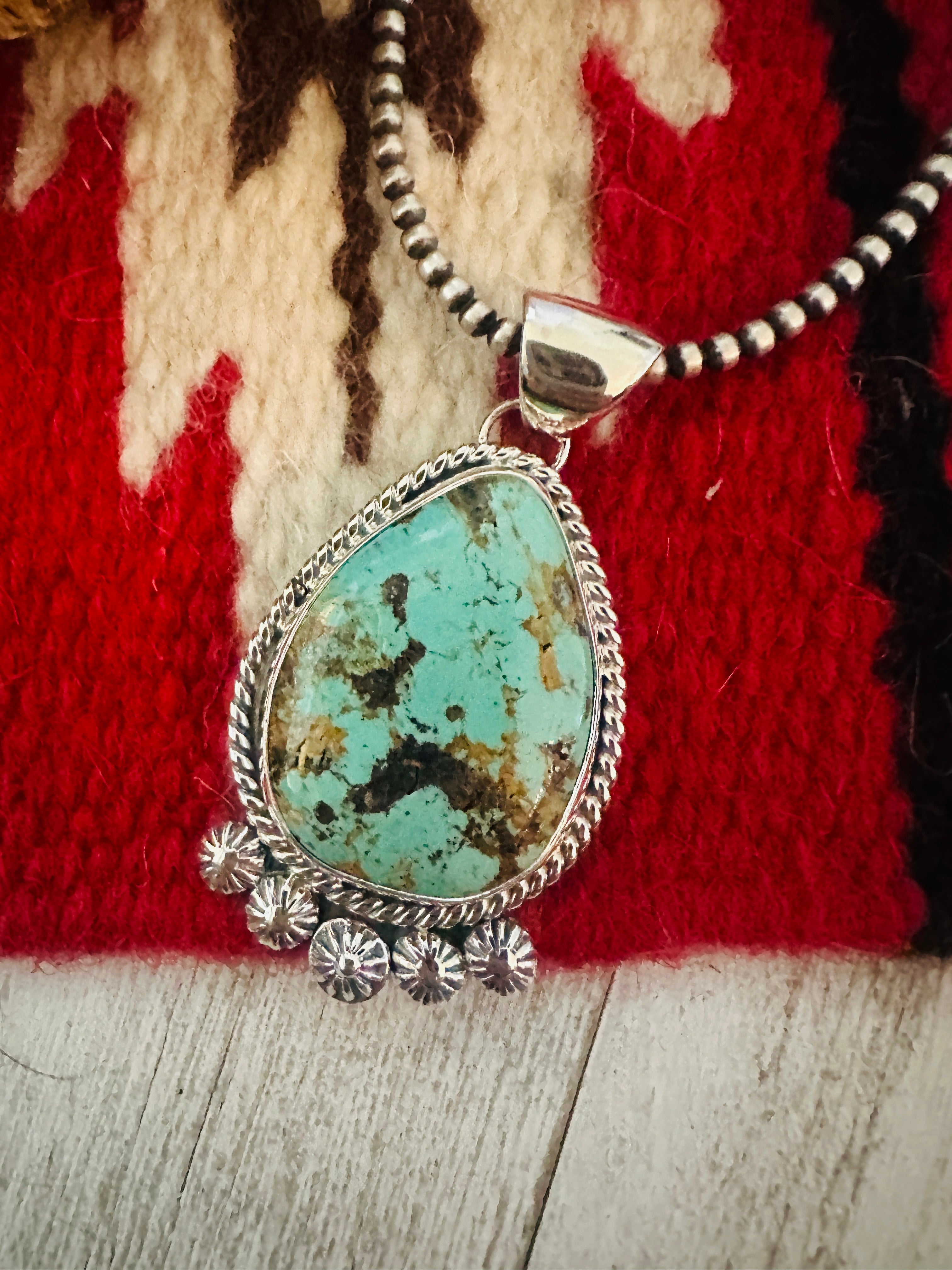 Navajo Number 8 Turquoise & Sterling Silver Pendant