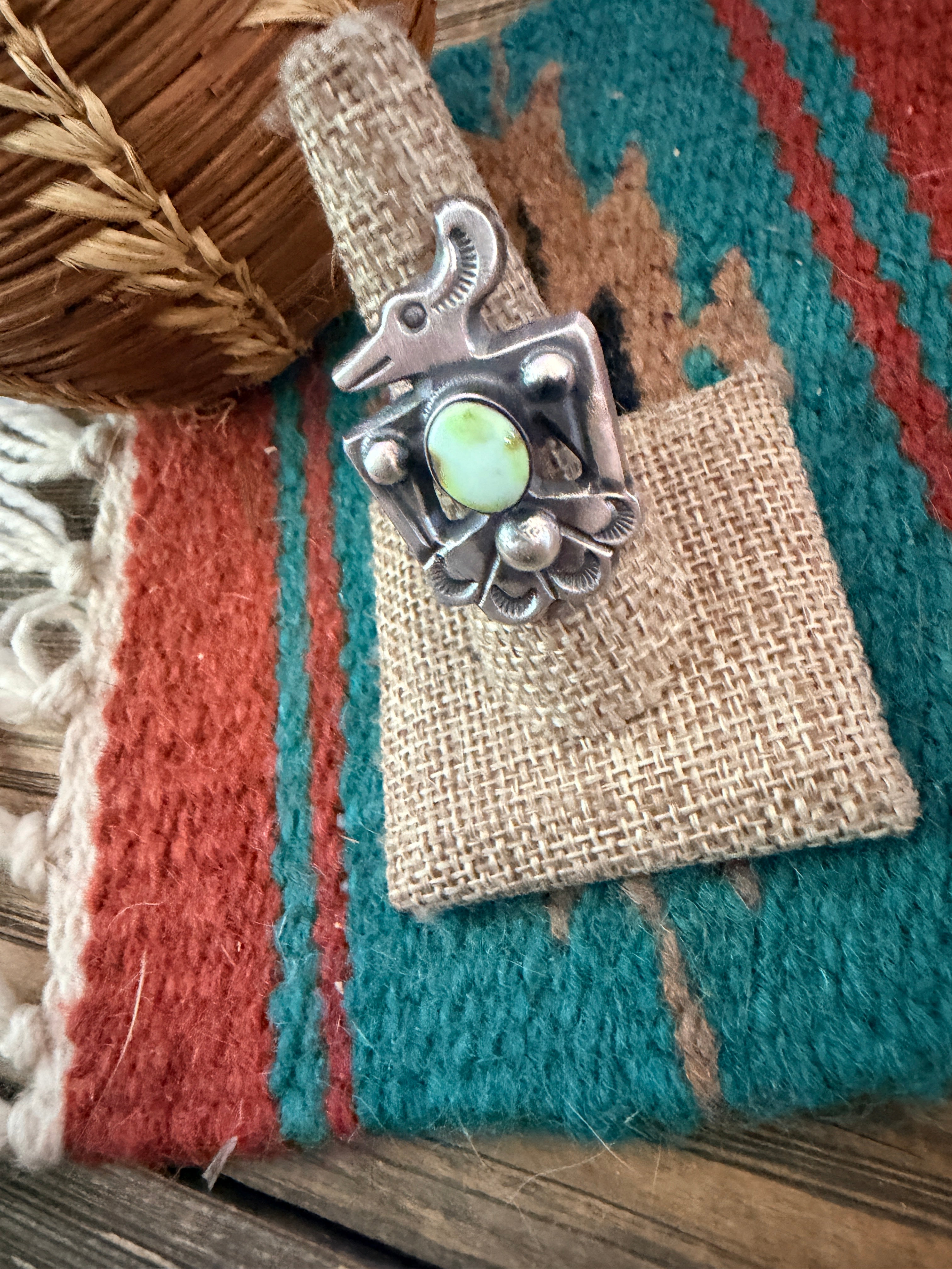 Handcrafted Palomino Turquoise and Sterling Silver Thunderbird Ring size 7.75 by Chimney Butte