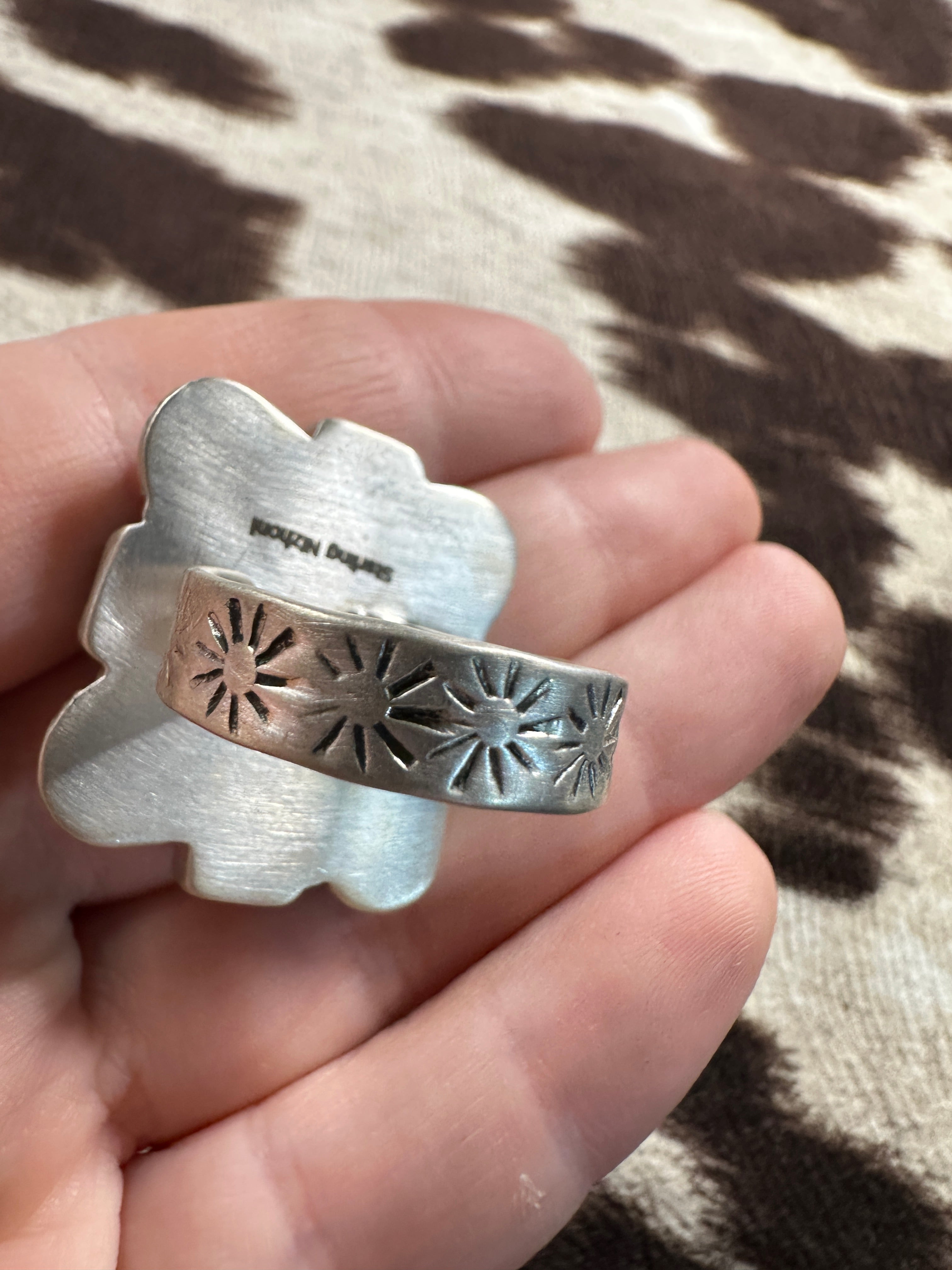 Handmade Pink Dream Mojave, Turquoise & Sterling Silver Adjustable Ring -multi stones