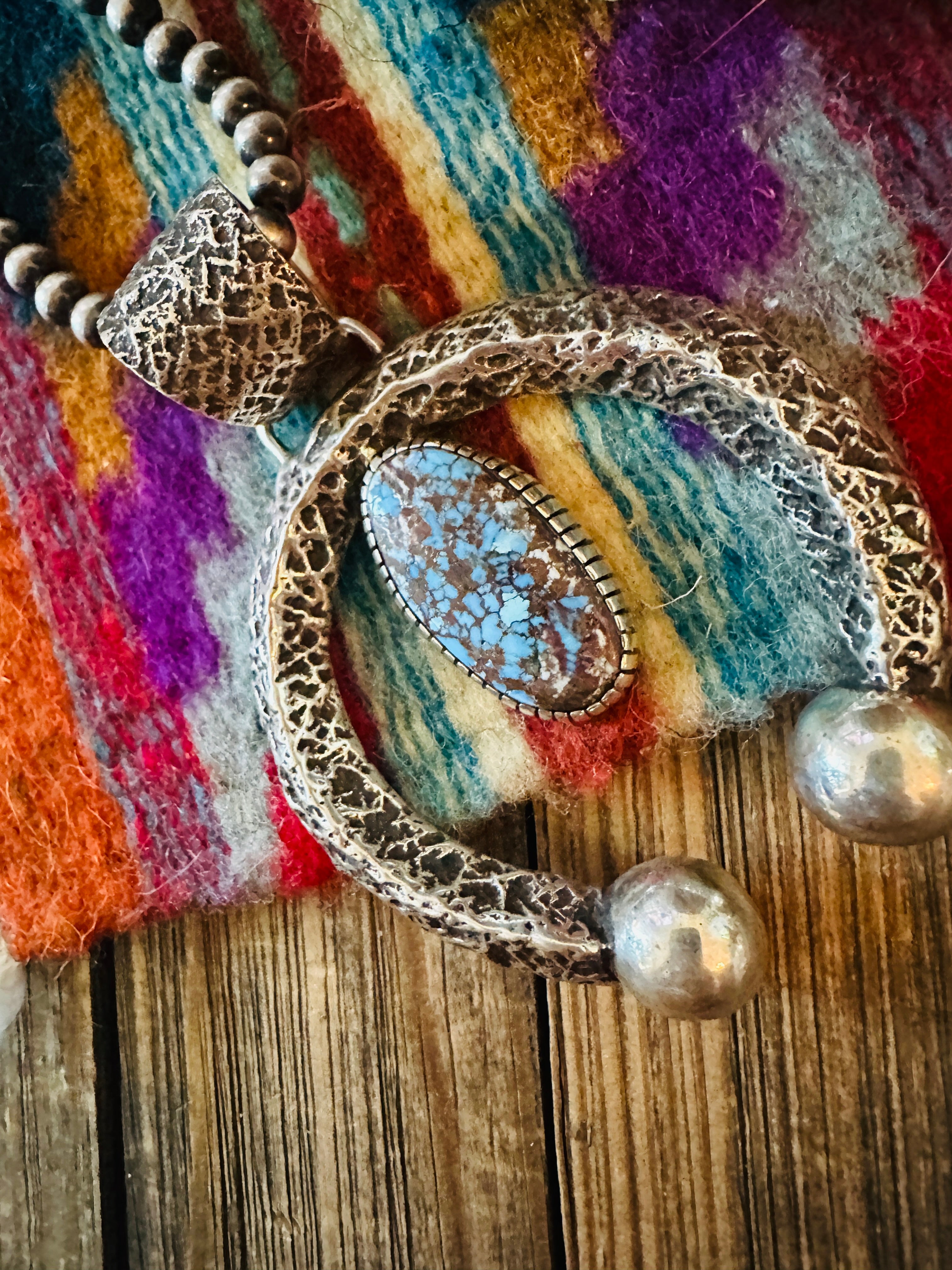 Handcrafted Sterling Silver & Golden Hills Turquoise Naja Pendant by Wyatt Lee