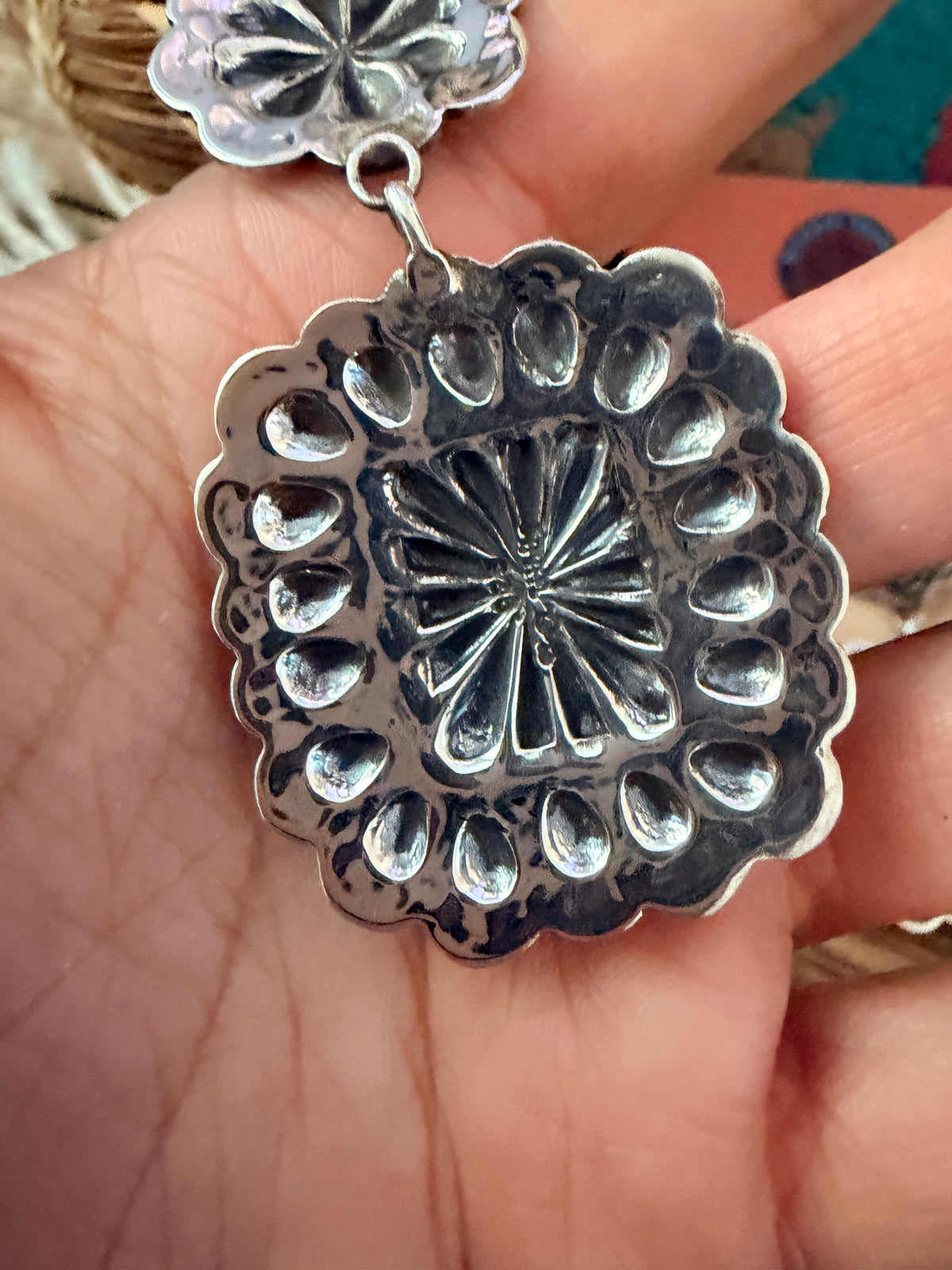 Handcrafted Sterling Silver Concho Dangle Earrings