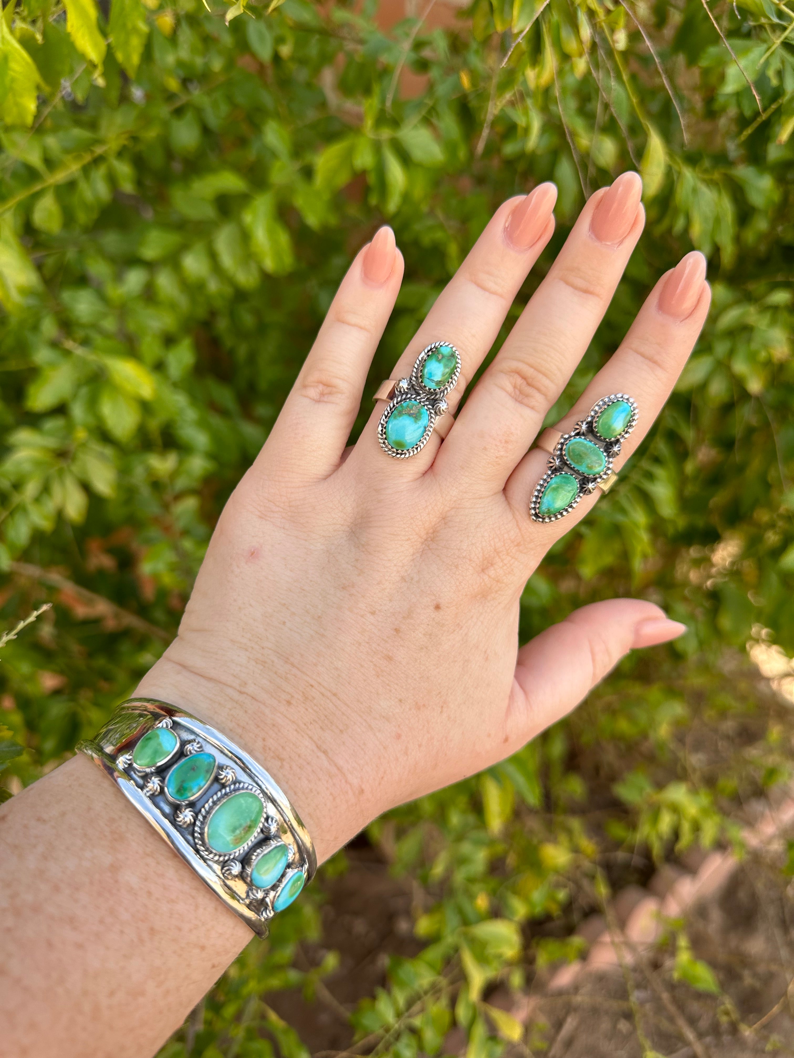 Handmade Sonoran Gold Turquoise & Sterling Silver Cuff Bracelet