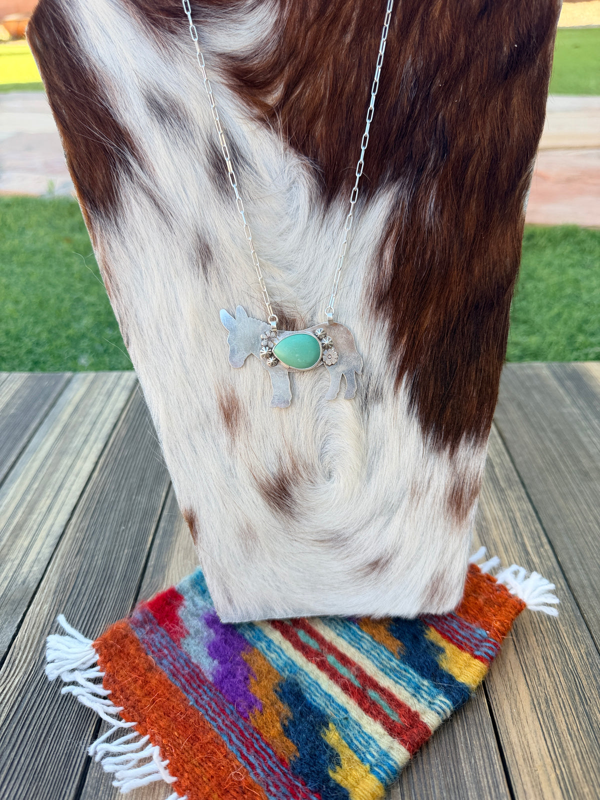 Handmade Sterling Silver & Turquoise Donkey Necklace