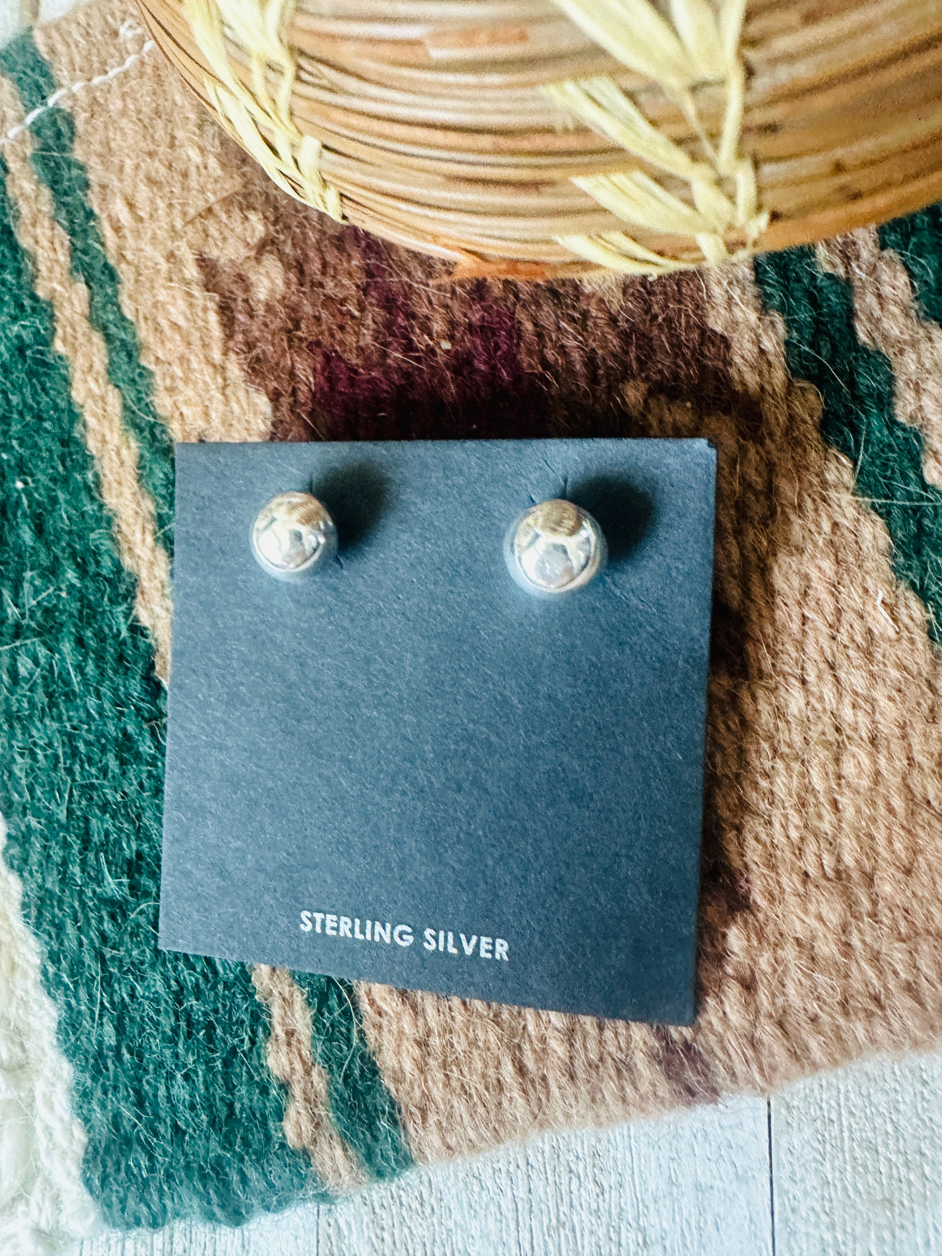 Navajo 8mm Sterling Silver Ball Stud Earrings