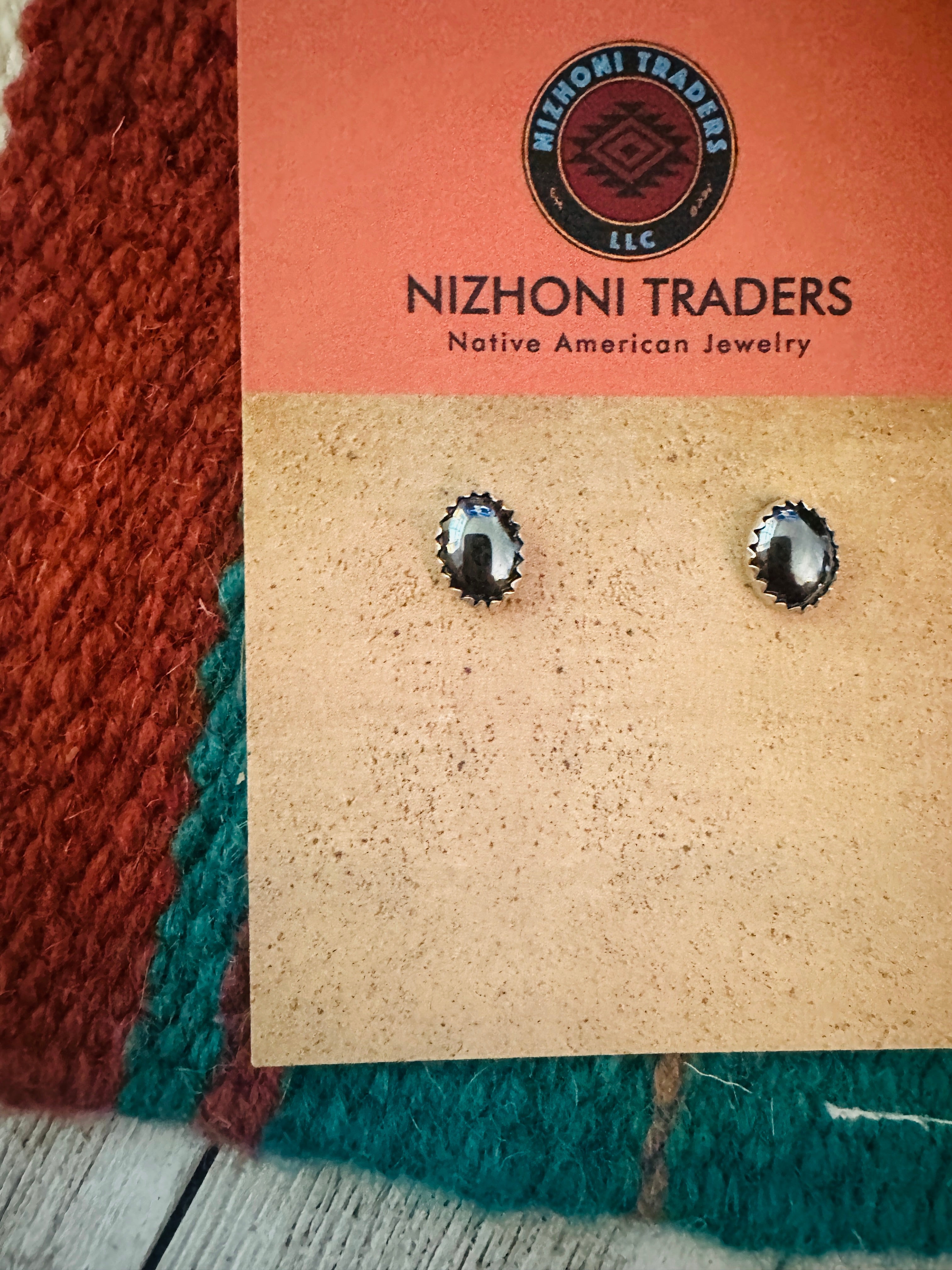 Navajo Hematite and Sterling Silver Stud Earrings