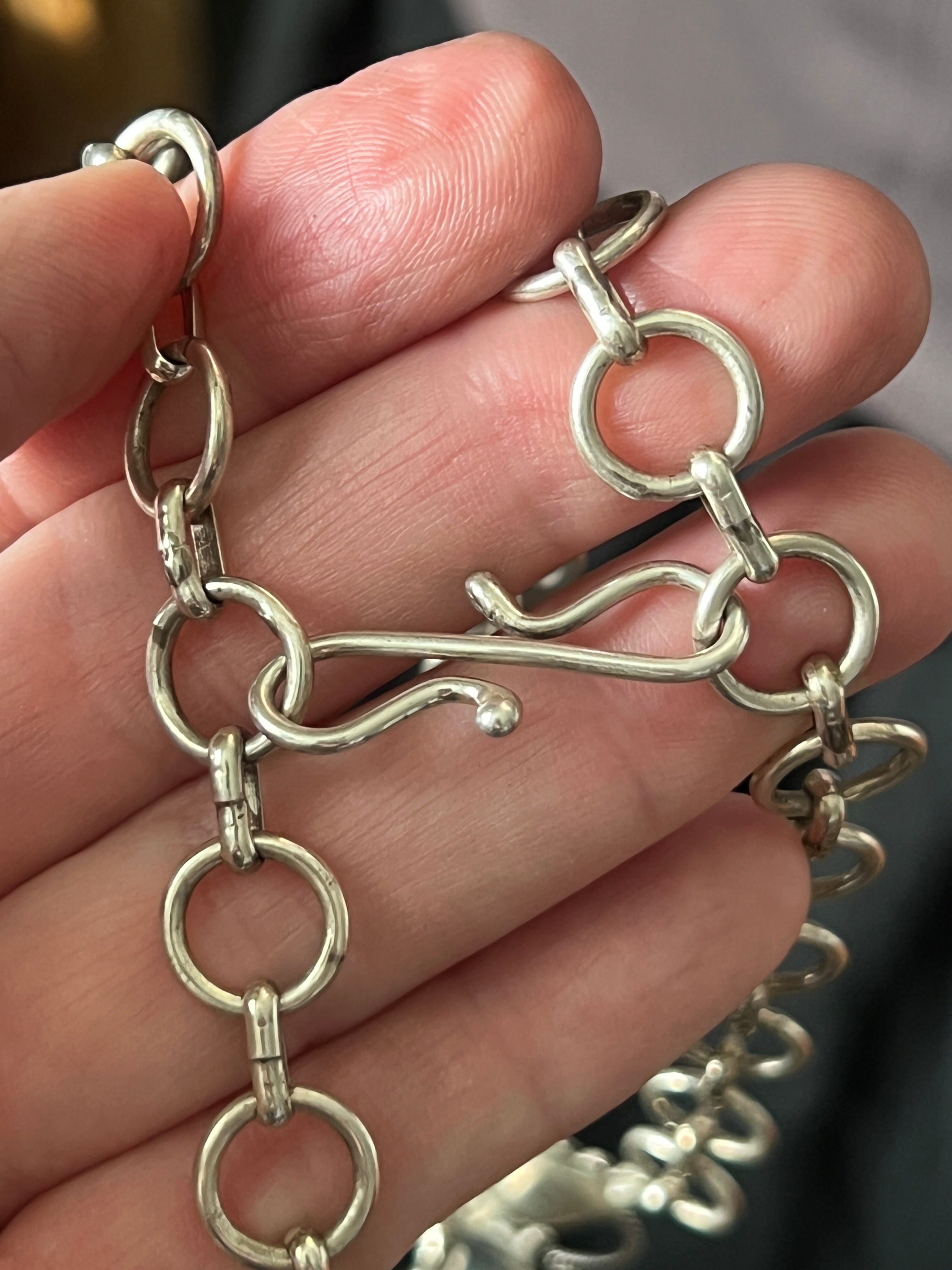 Lee Charley Handcrafted Sterling Silver and Turquoise Butterfly Lover’s Link Necklace, Belt or Hat Adornment