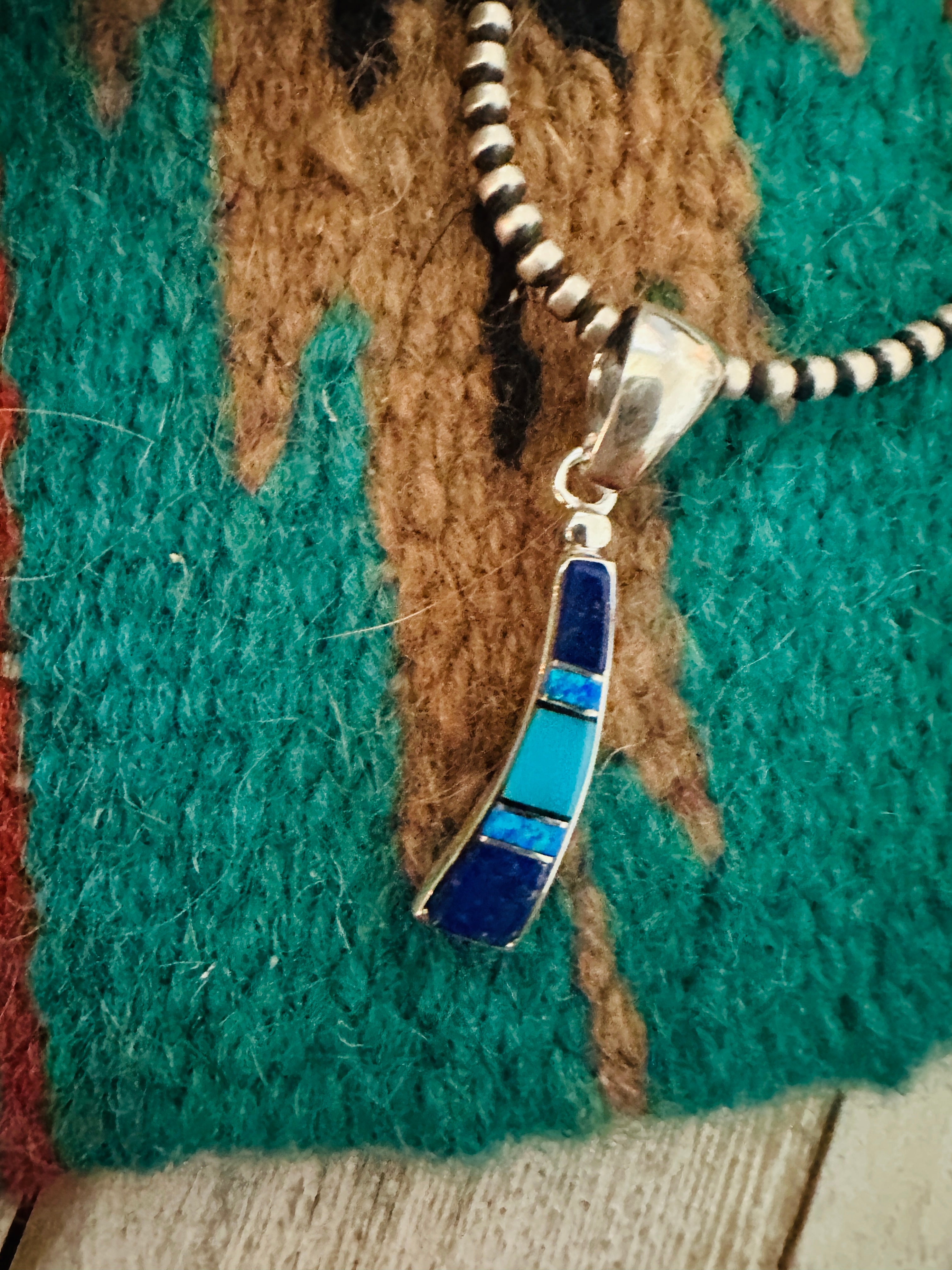 Navajo Multi Stone & Sterling Silver Inlay Pendant