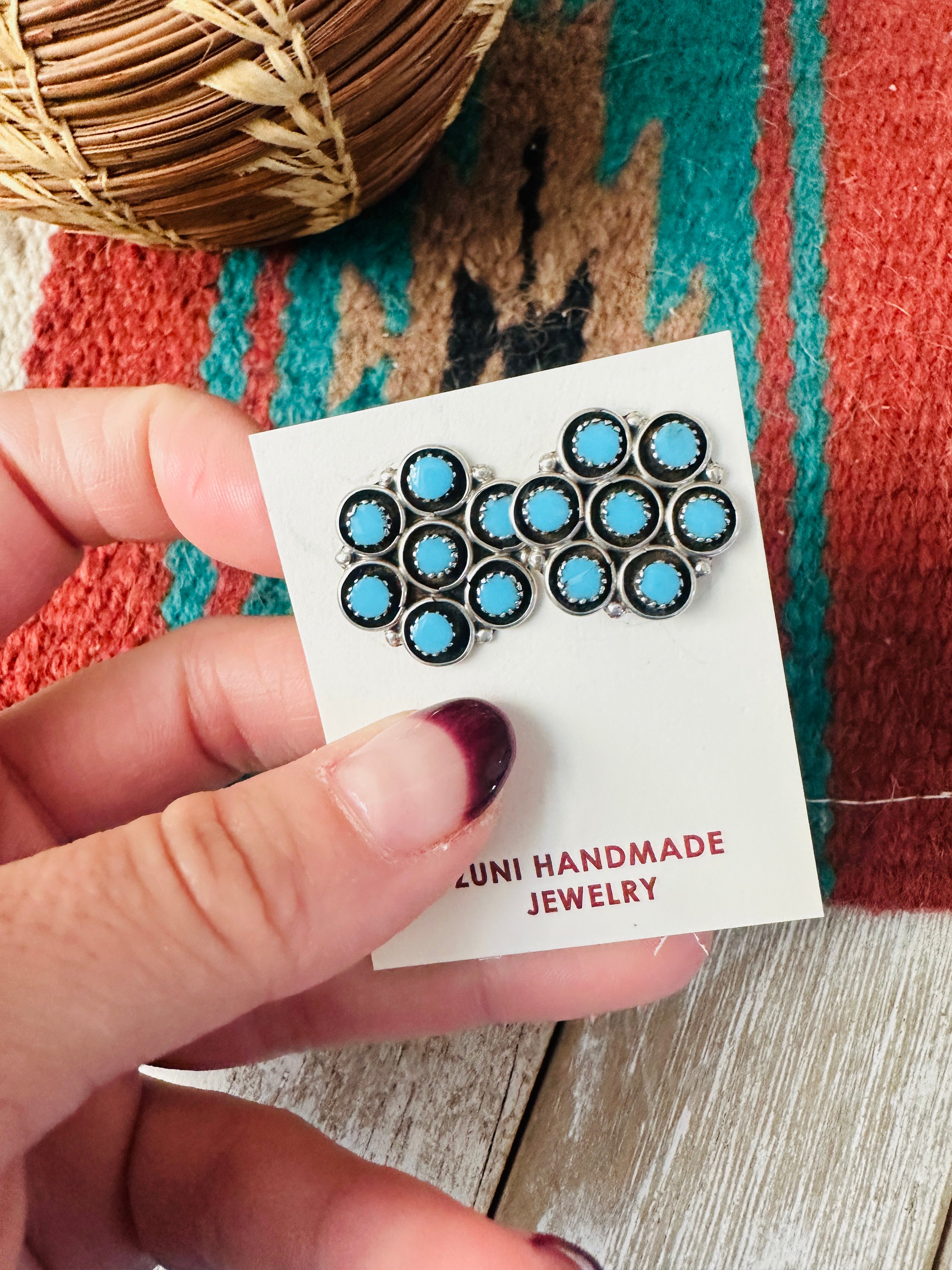 Zuni Sterling Silver & Turquoise Post Earrings