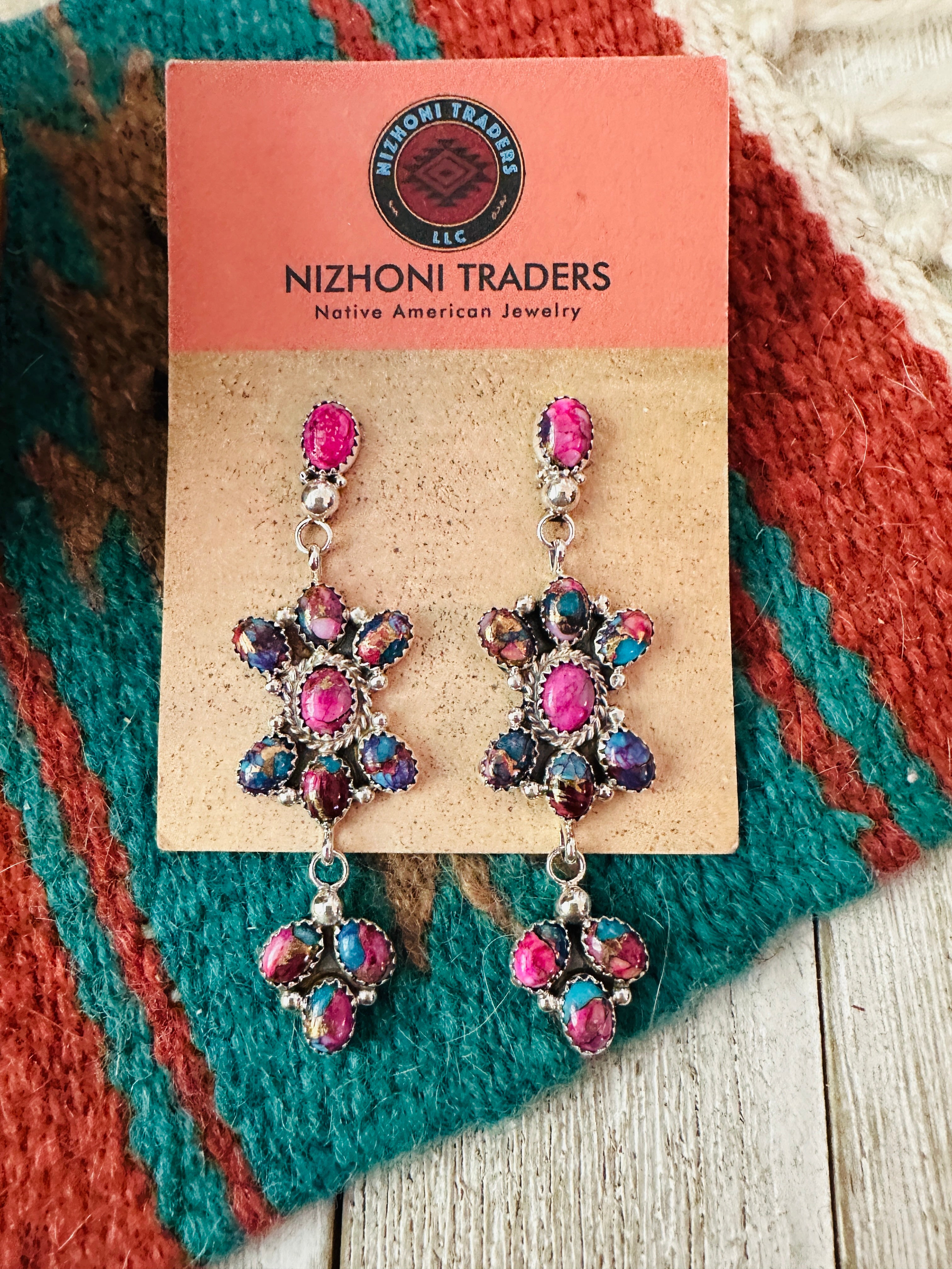 Handcrafted Pink Dream Mojave & Sterling Silver Dangle Earrings