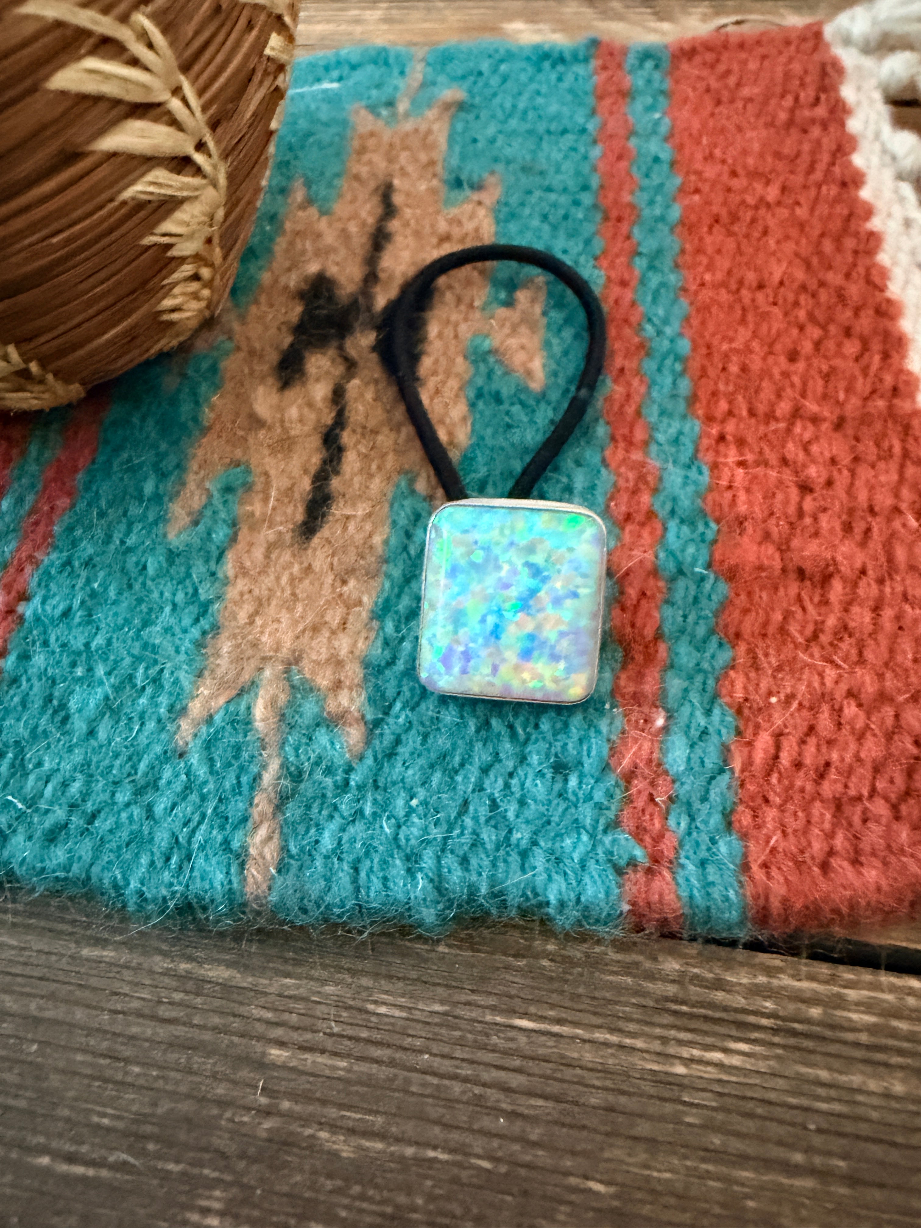 Handcrafted Opal & Sterling Silver Hair Tie