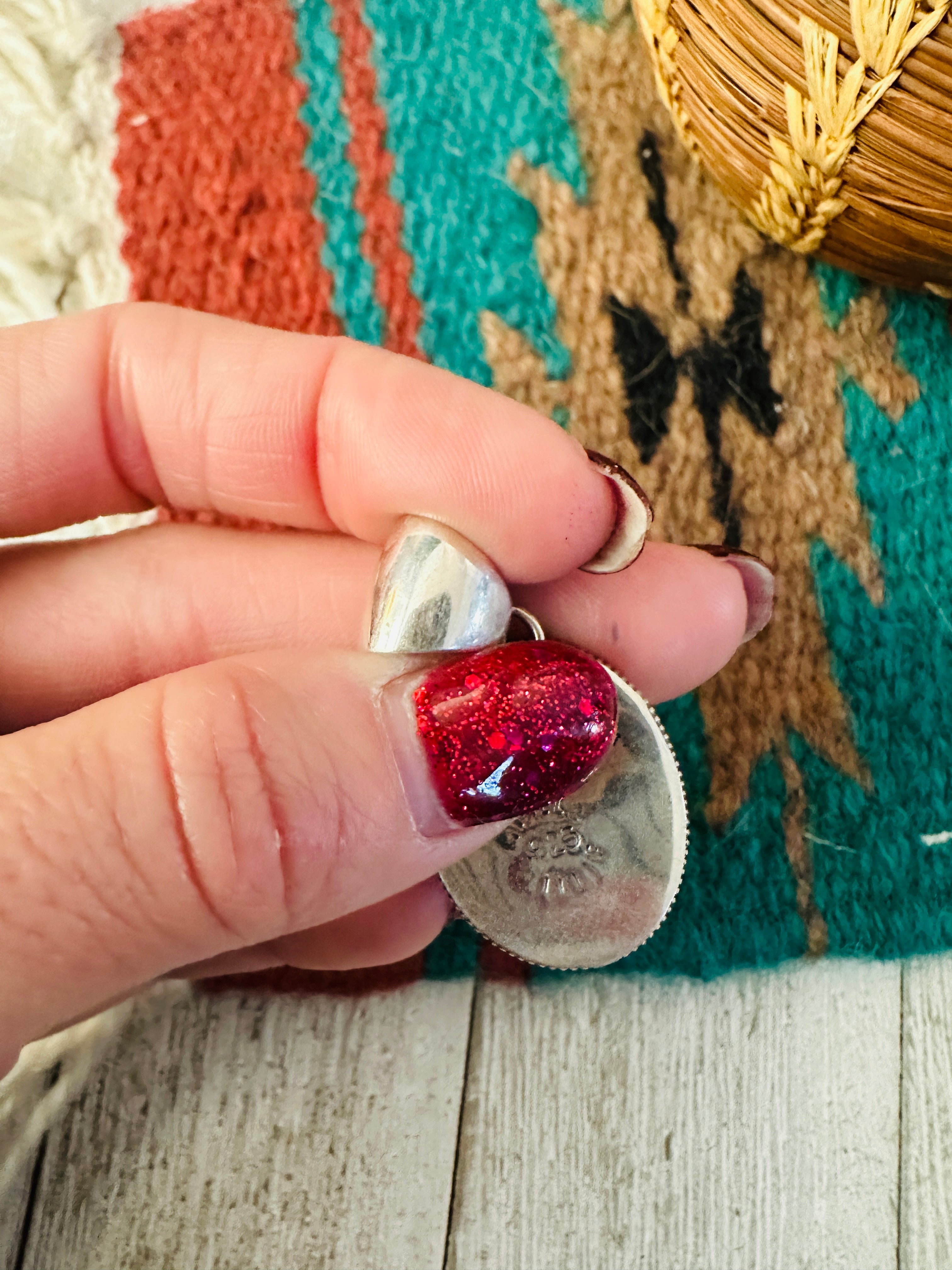 Navajo Turquoise & Sterling Silver Pendant by Wydell Billie