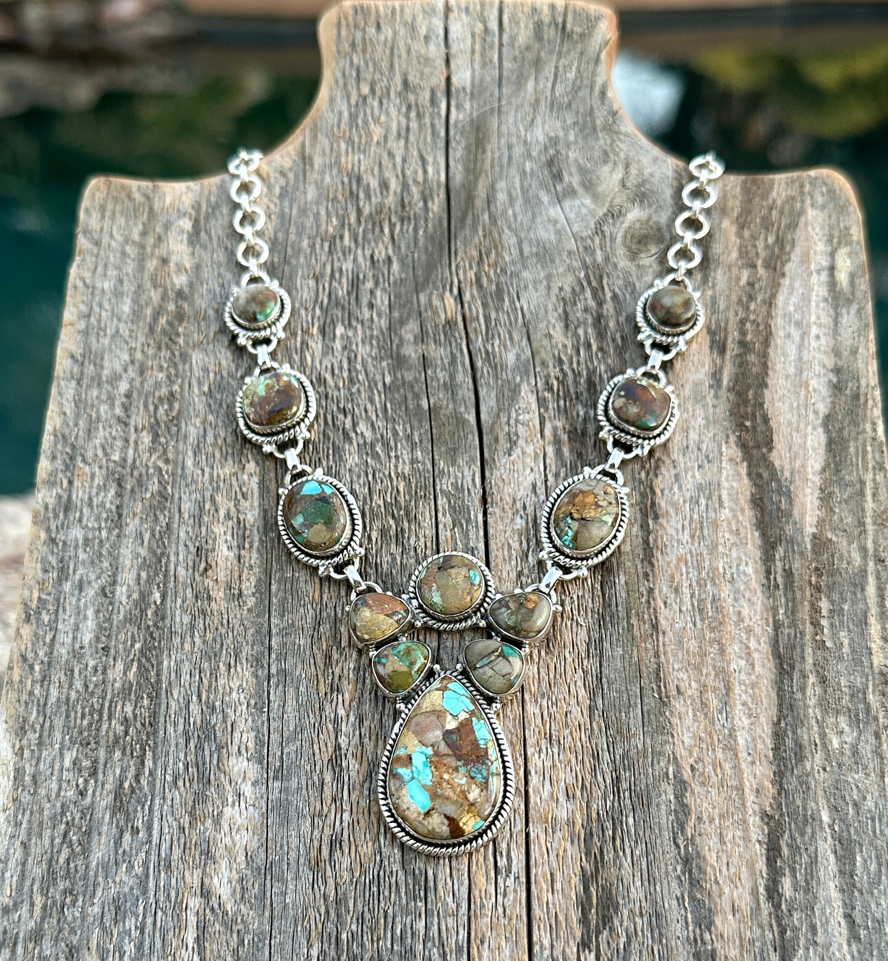 Handmade Royston Ribbon Turquoise & Sterling Silver Lariat Necklace