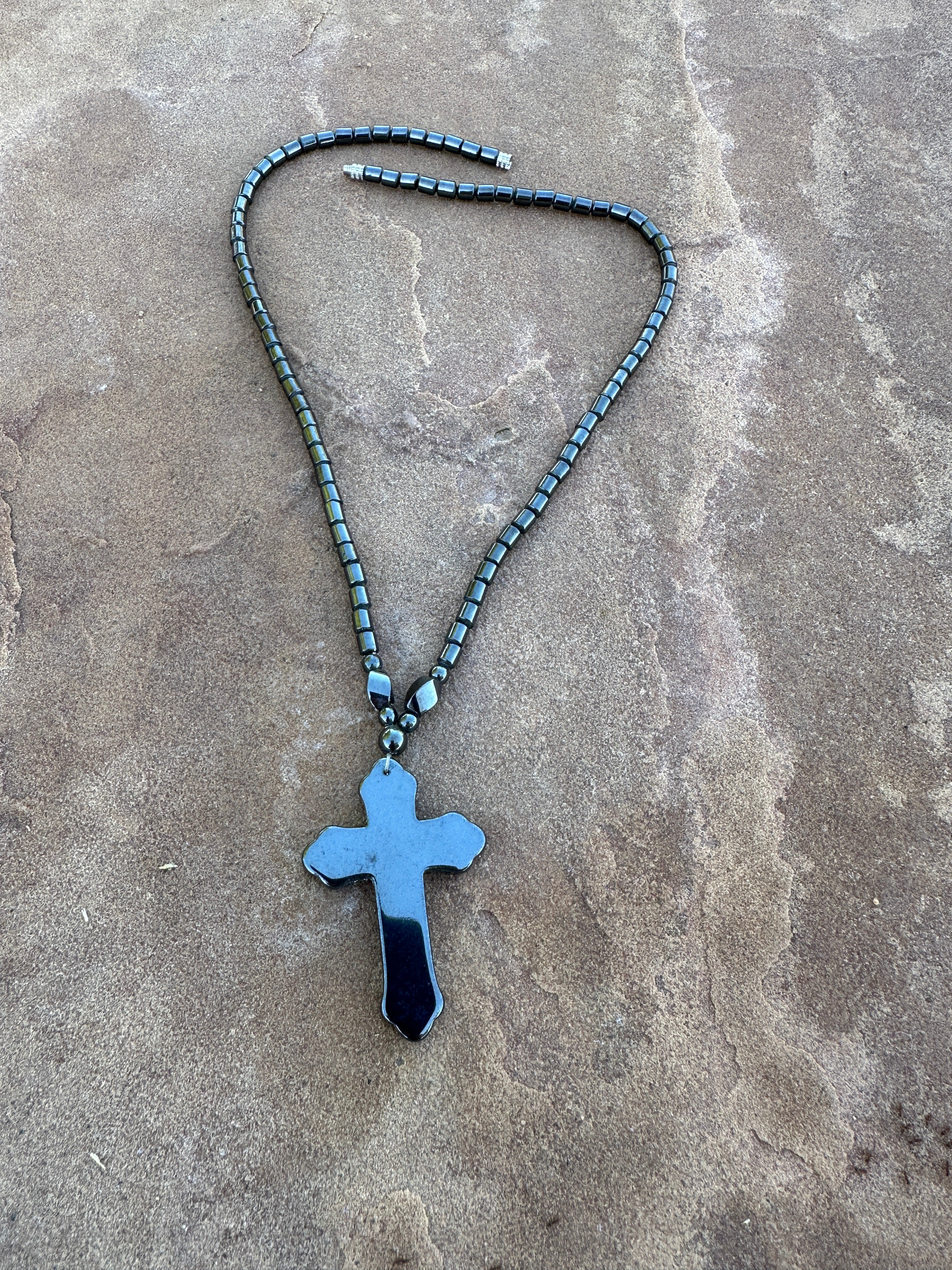 Hematite Cross Necklace