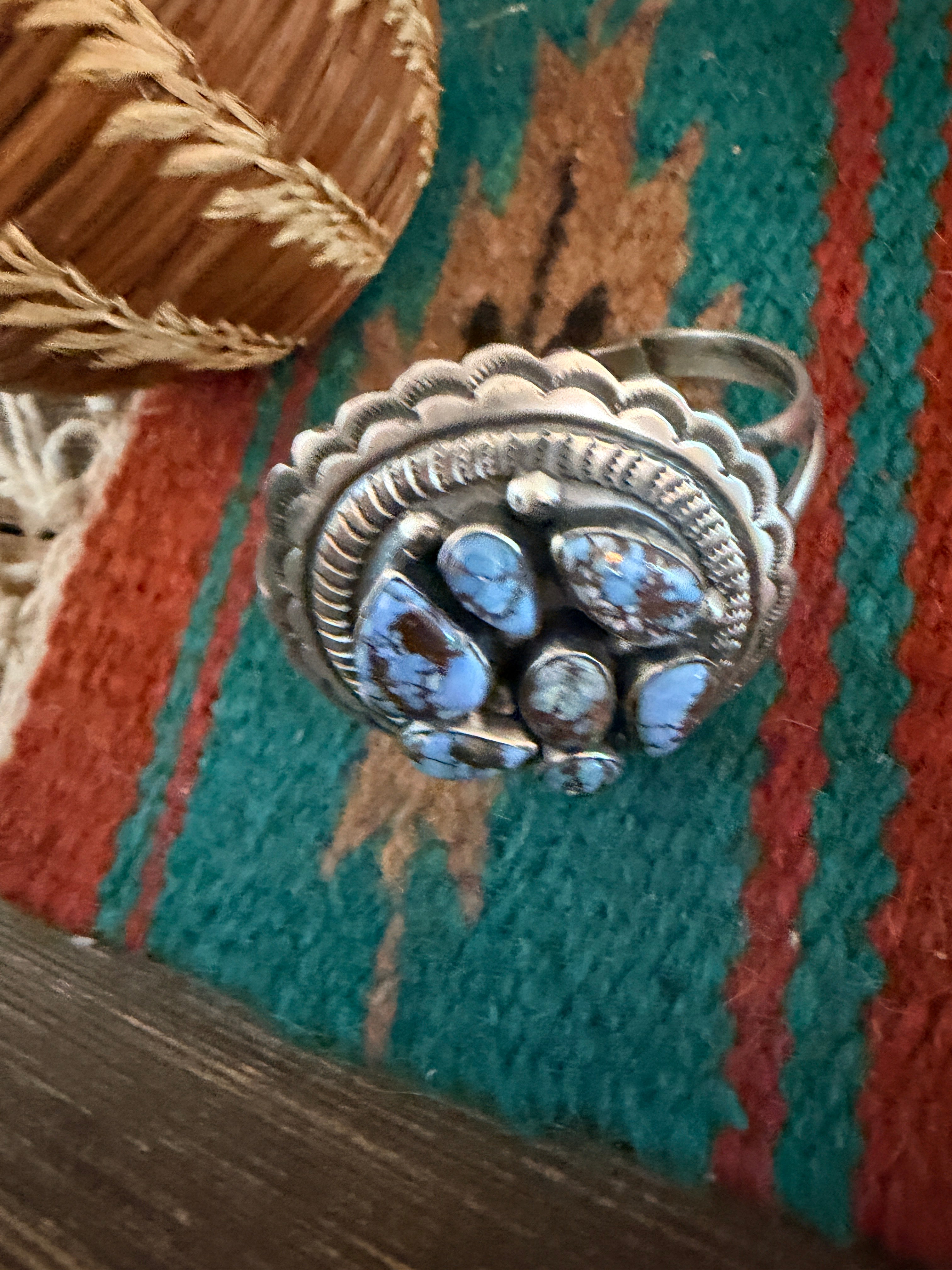 Handcrafted Golden Hills Turquoise & Sterling Silver Cuff Bracelet by Chimney Butte