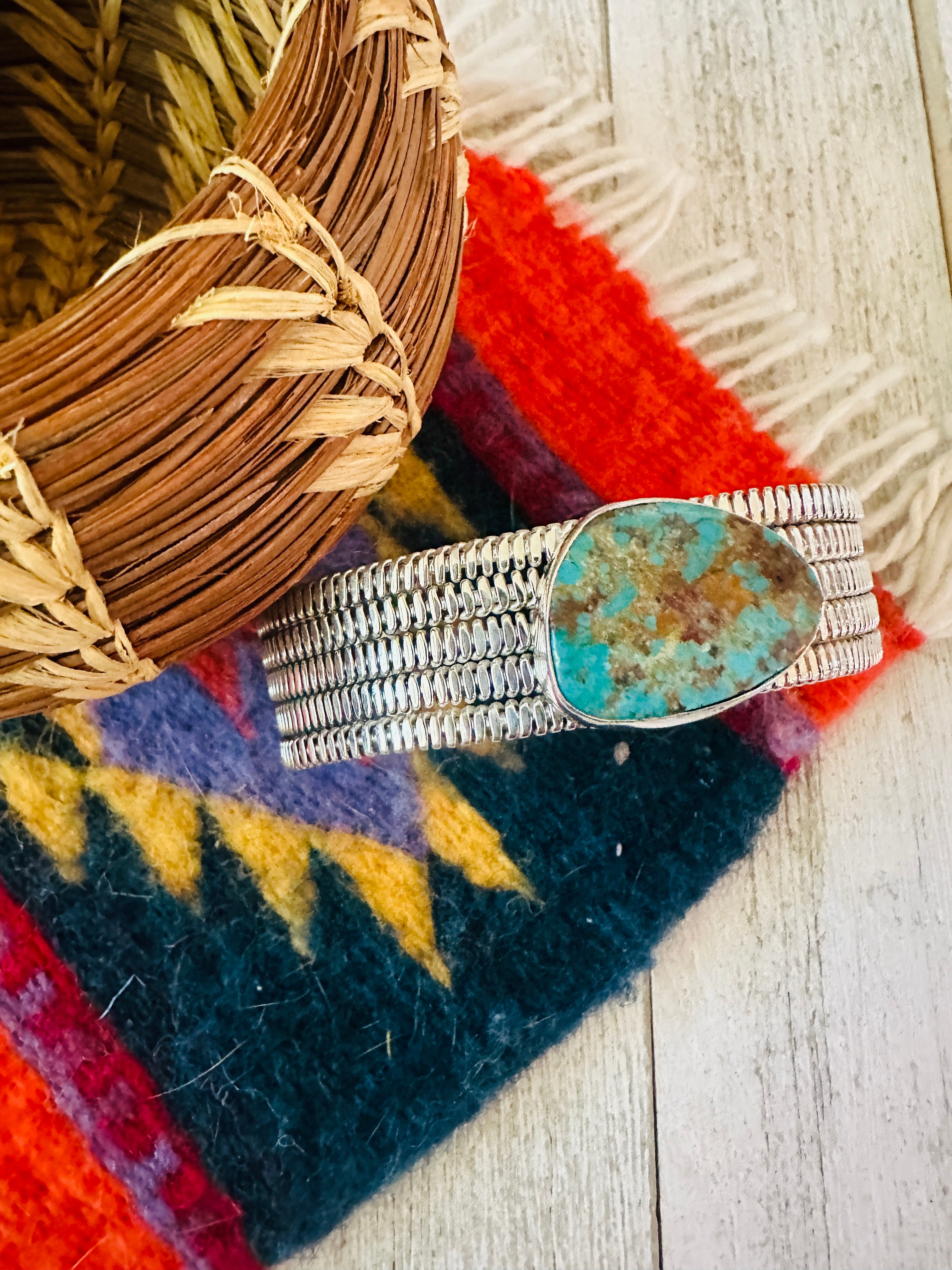 Navajo Royston Turquoise & Sterling Silver Cuff Bracelet