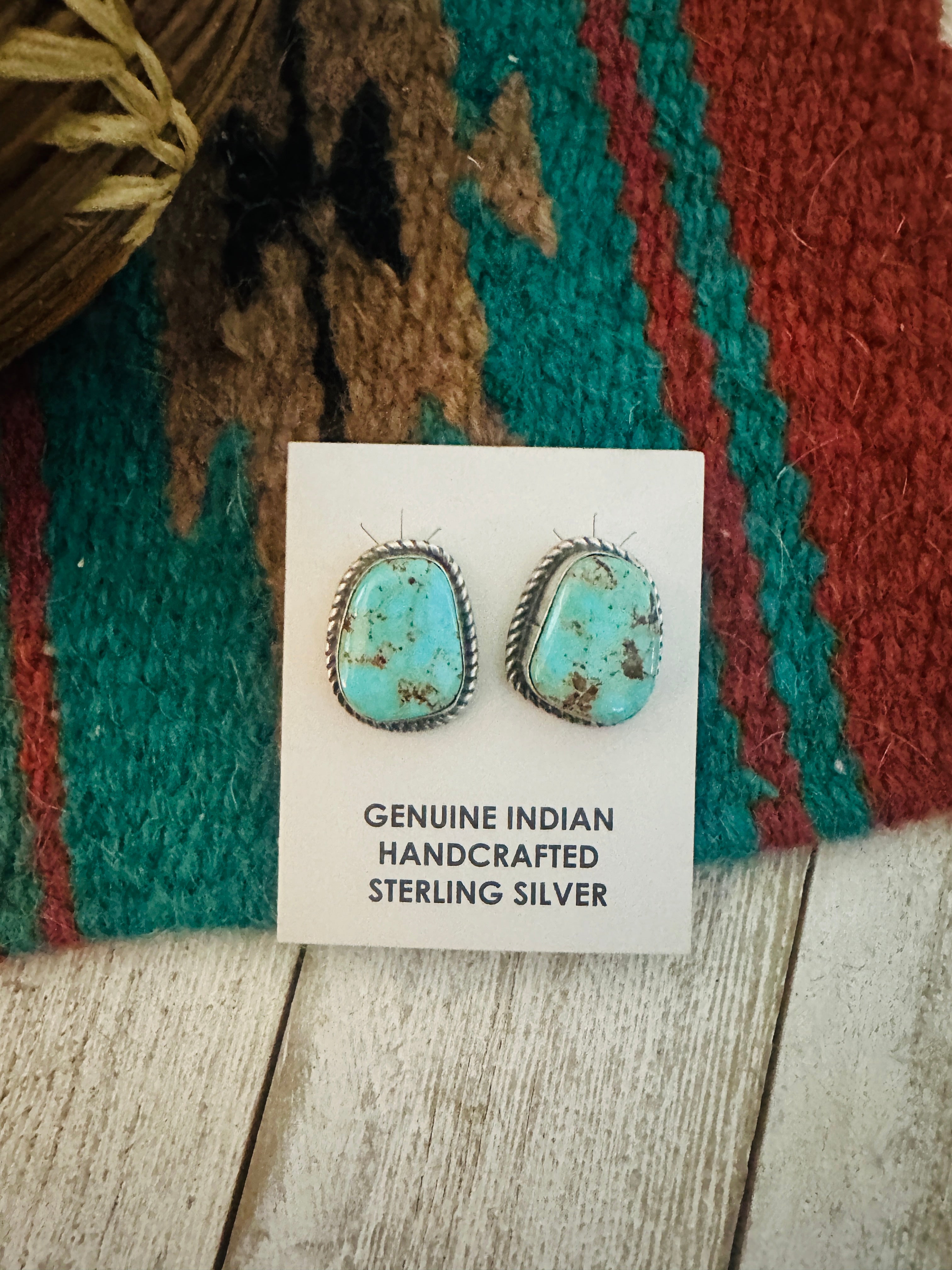 Navajo Sterling Silver & Turquoise Post Earrings