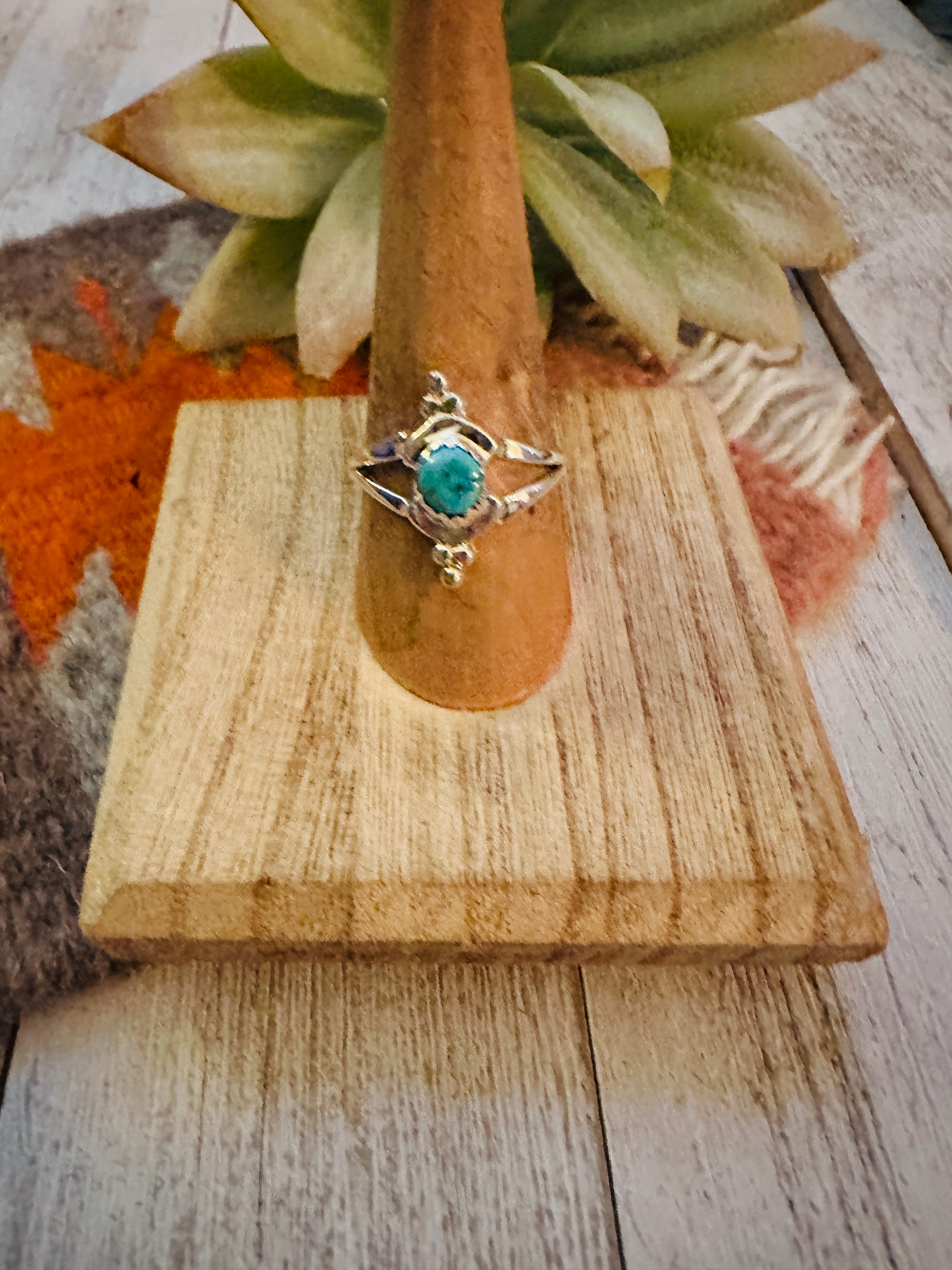 Navajo Turquoise & Sterling Silver Ring Size 8.25