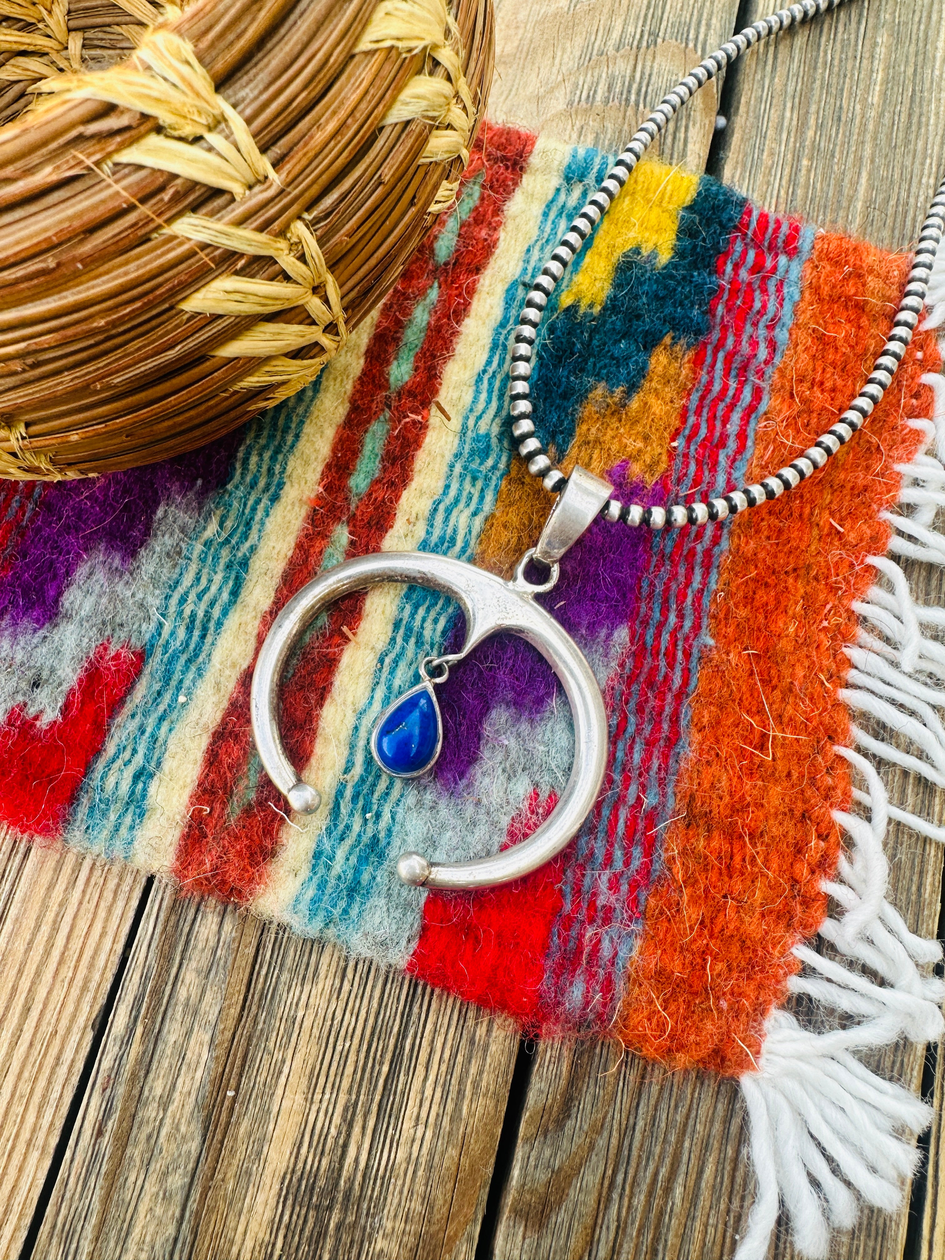 Handcrafted Sterling Silver & Lapis Naja Pendant