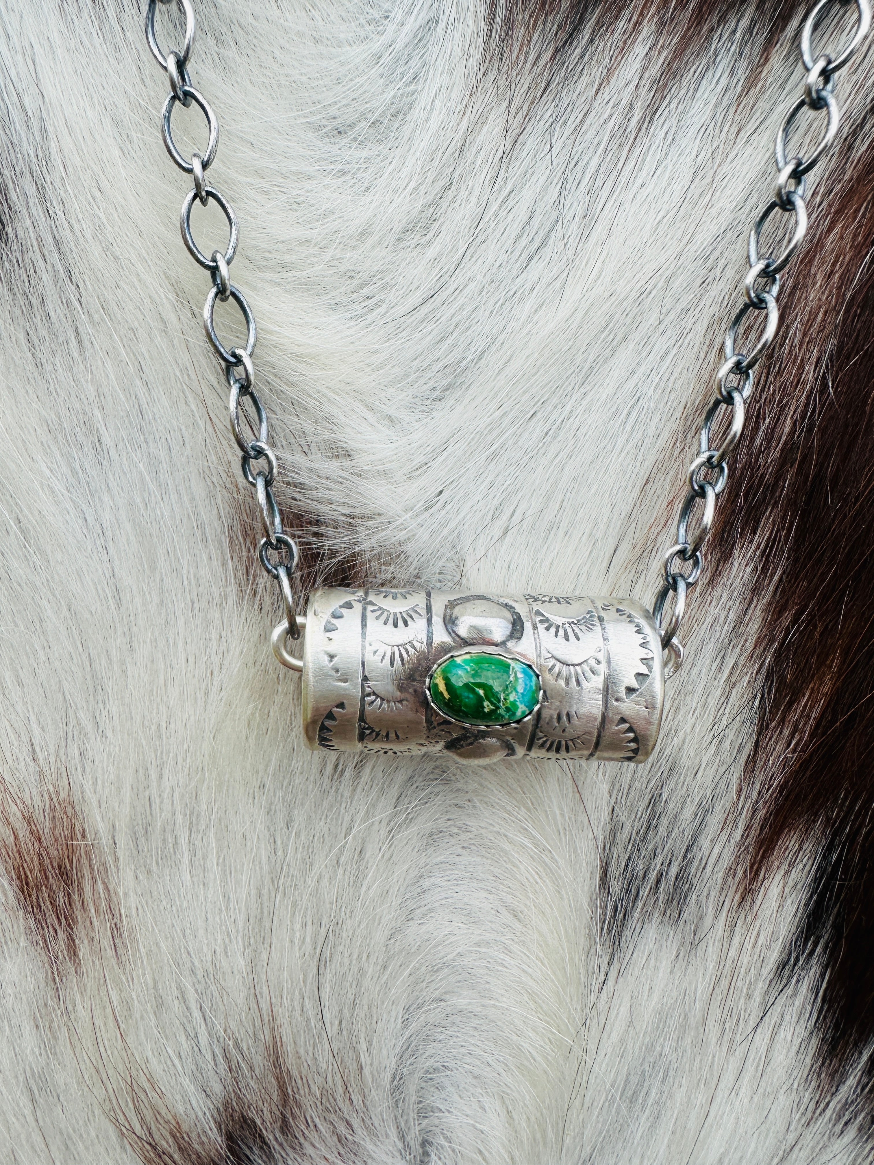 Handcrafted Sonoran Mountain Turquoise & Sterling Silver Necklace