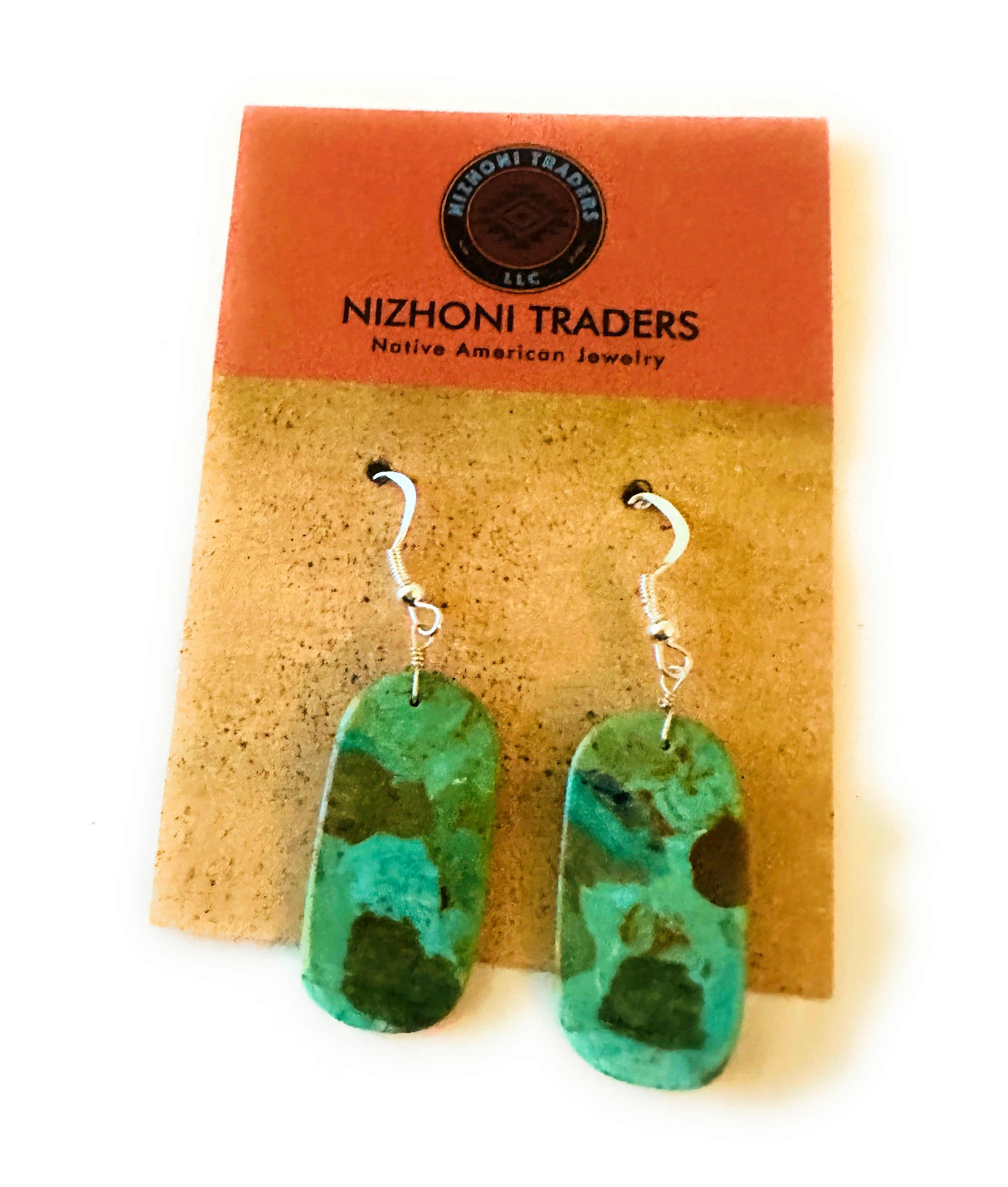 Navajo Sterling Silver & Turquoise Slab Dangle Earrings