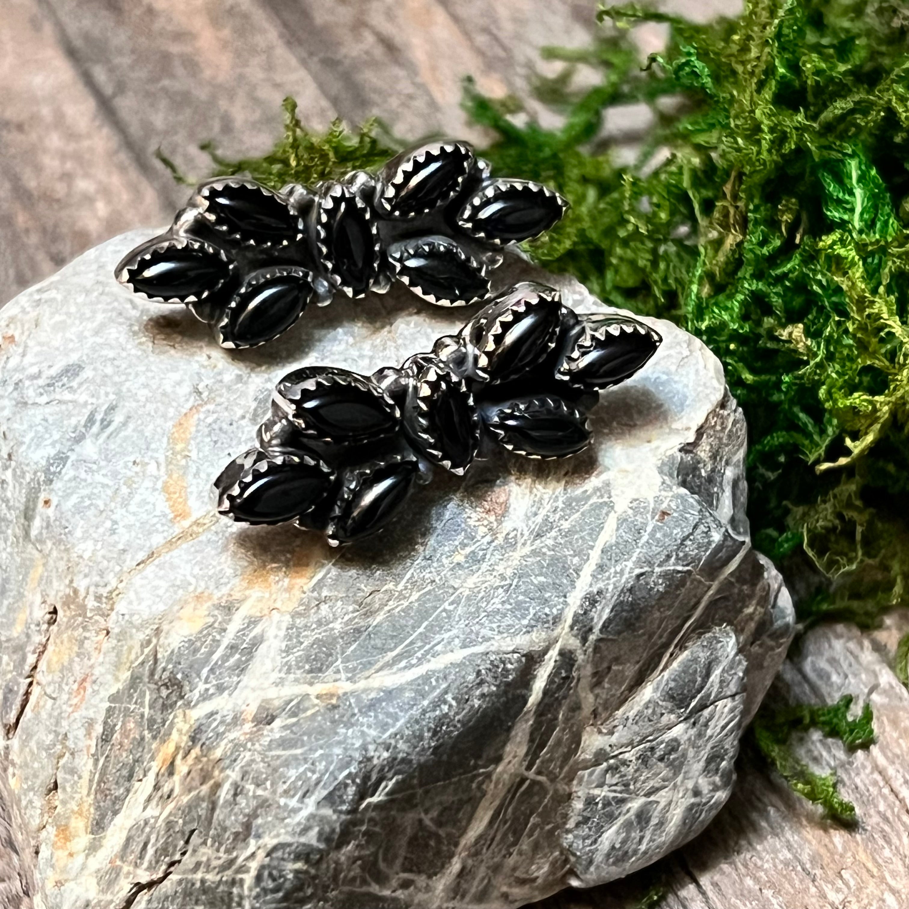 Handmade Black Onyx Sterling Silver Stud Earrings