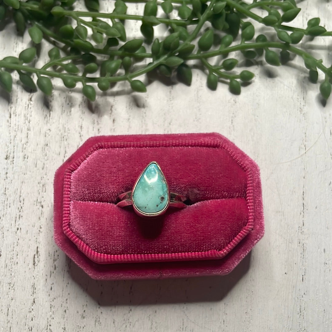 Navajo Turquoise Sterling Silver Teardrop Ring