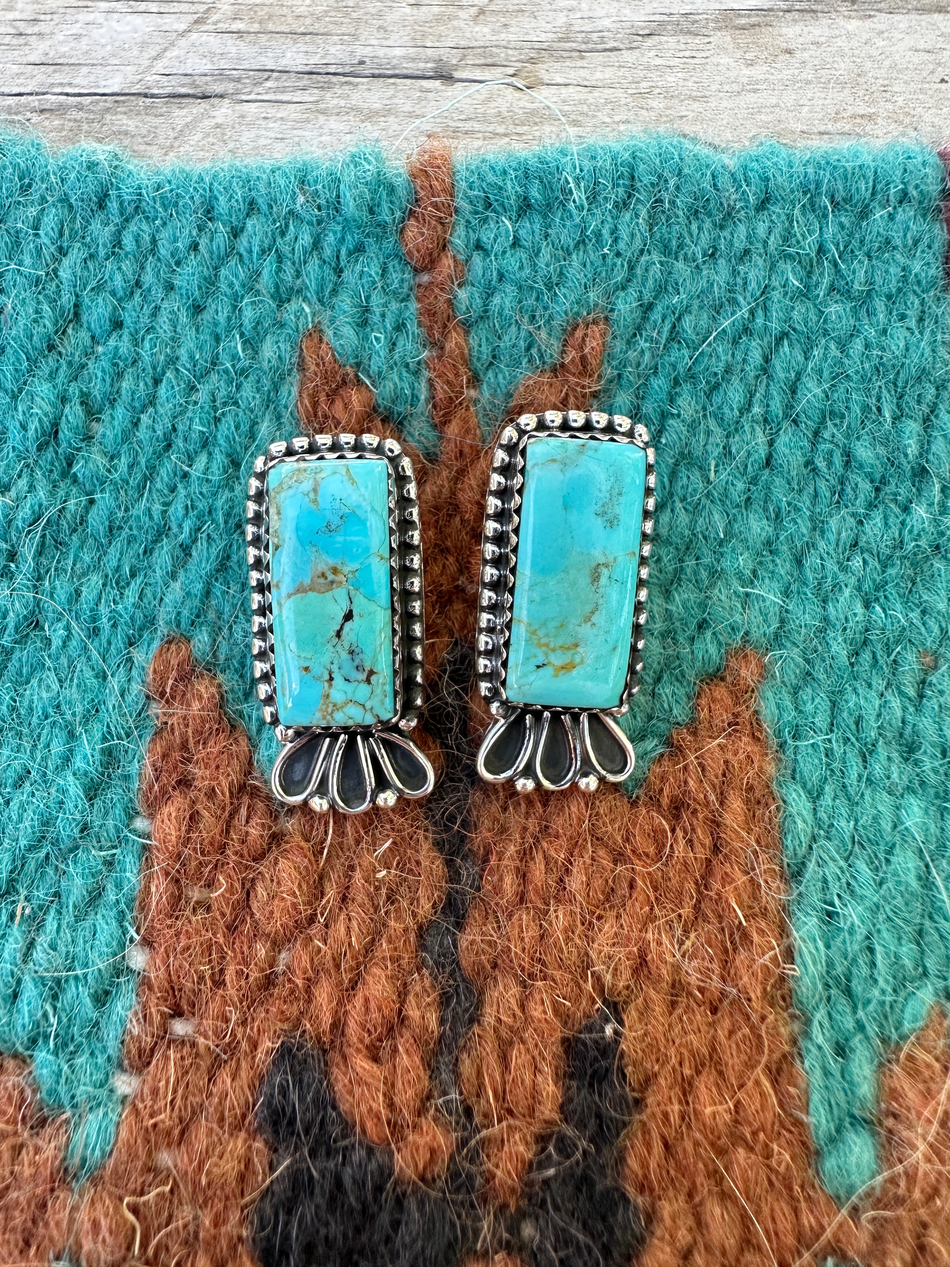 Handmade Turquoise and Sterling Silver Single Stone Post Earrings