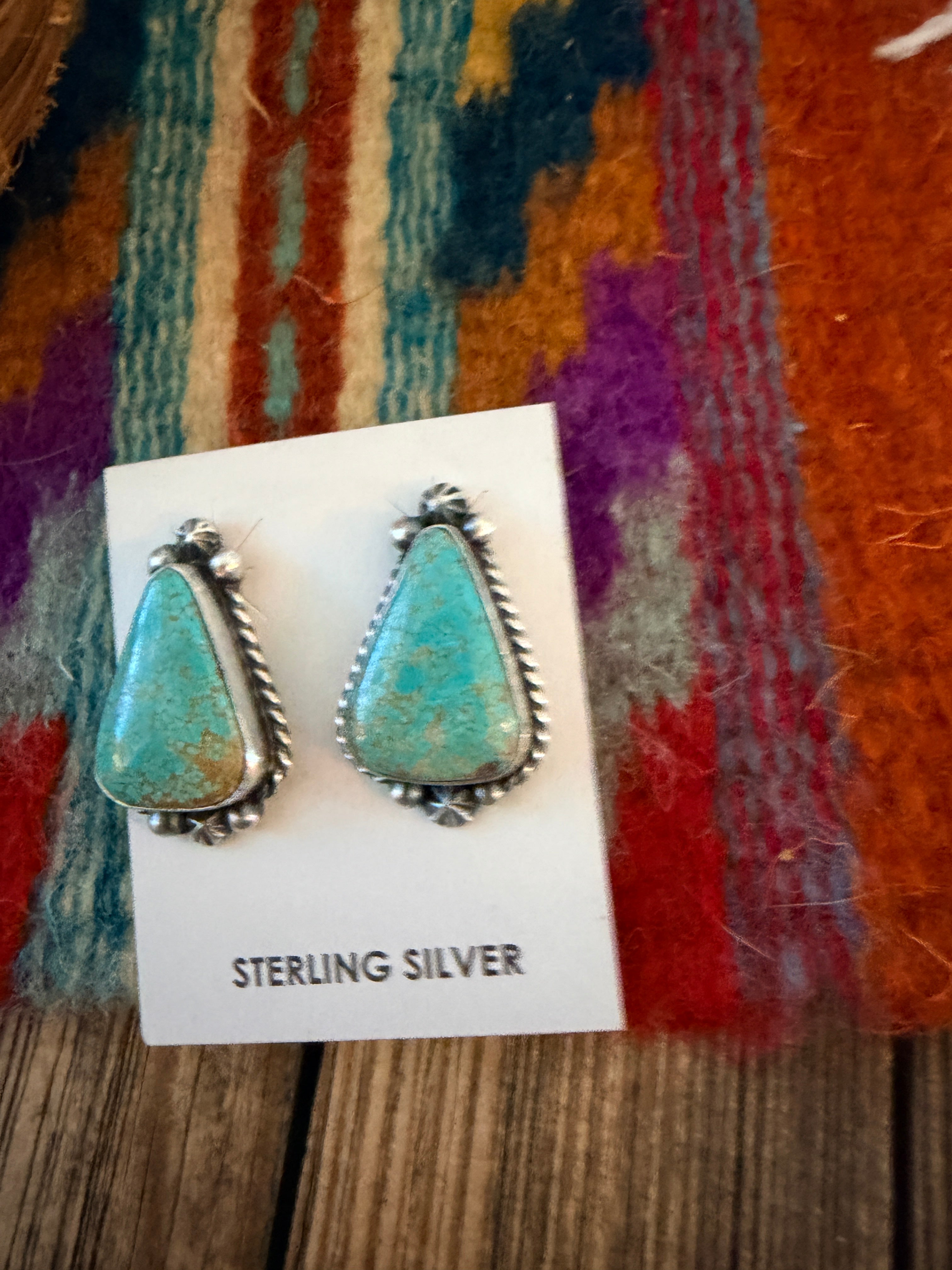 Handcrafted Turquoise & Sterling Silver Post Earrings