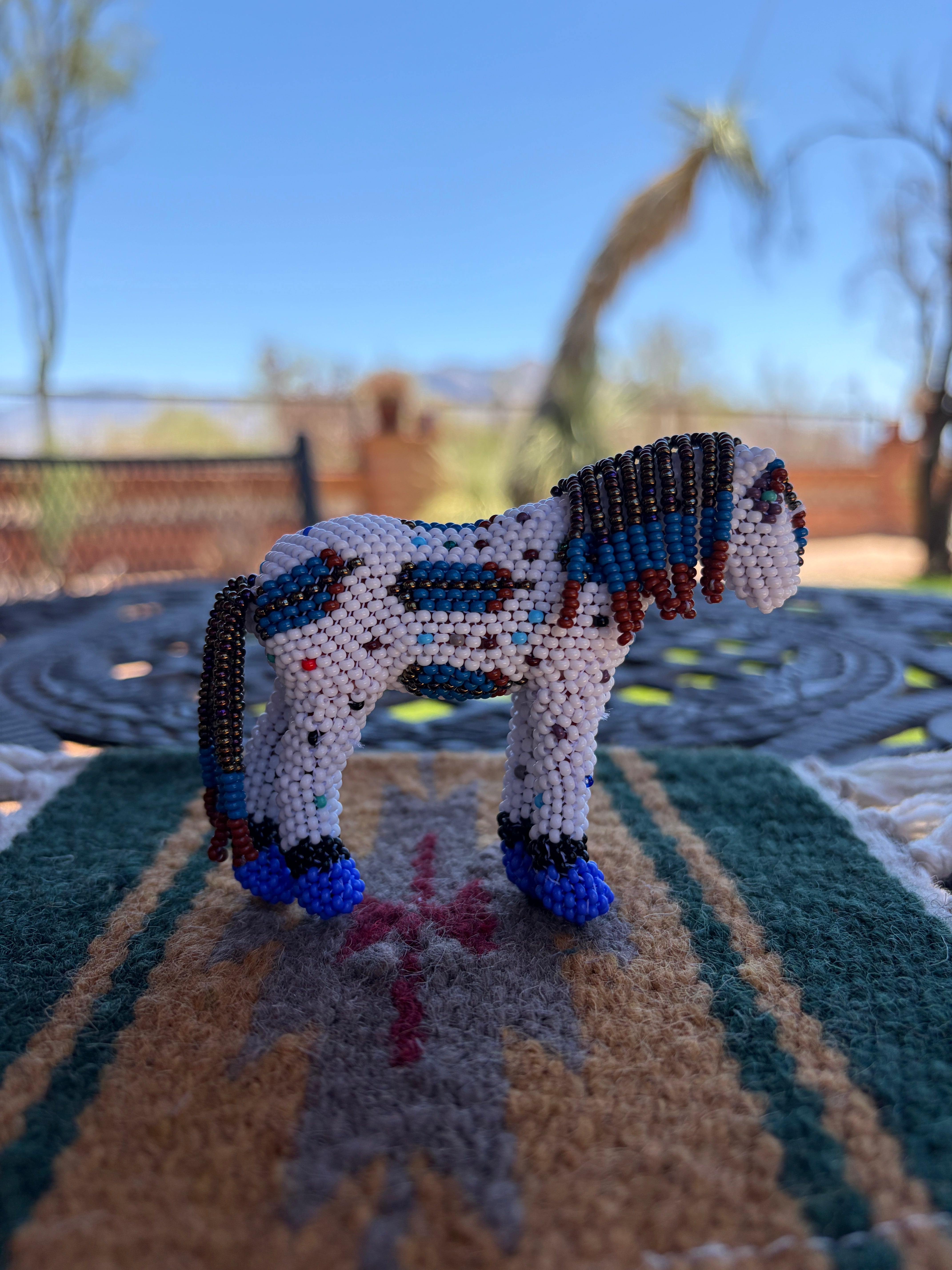 Handmade Peyote Stitched Horse Figurine- White 11