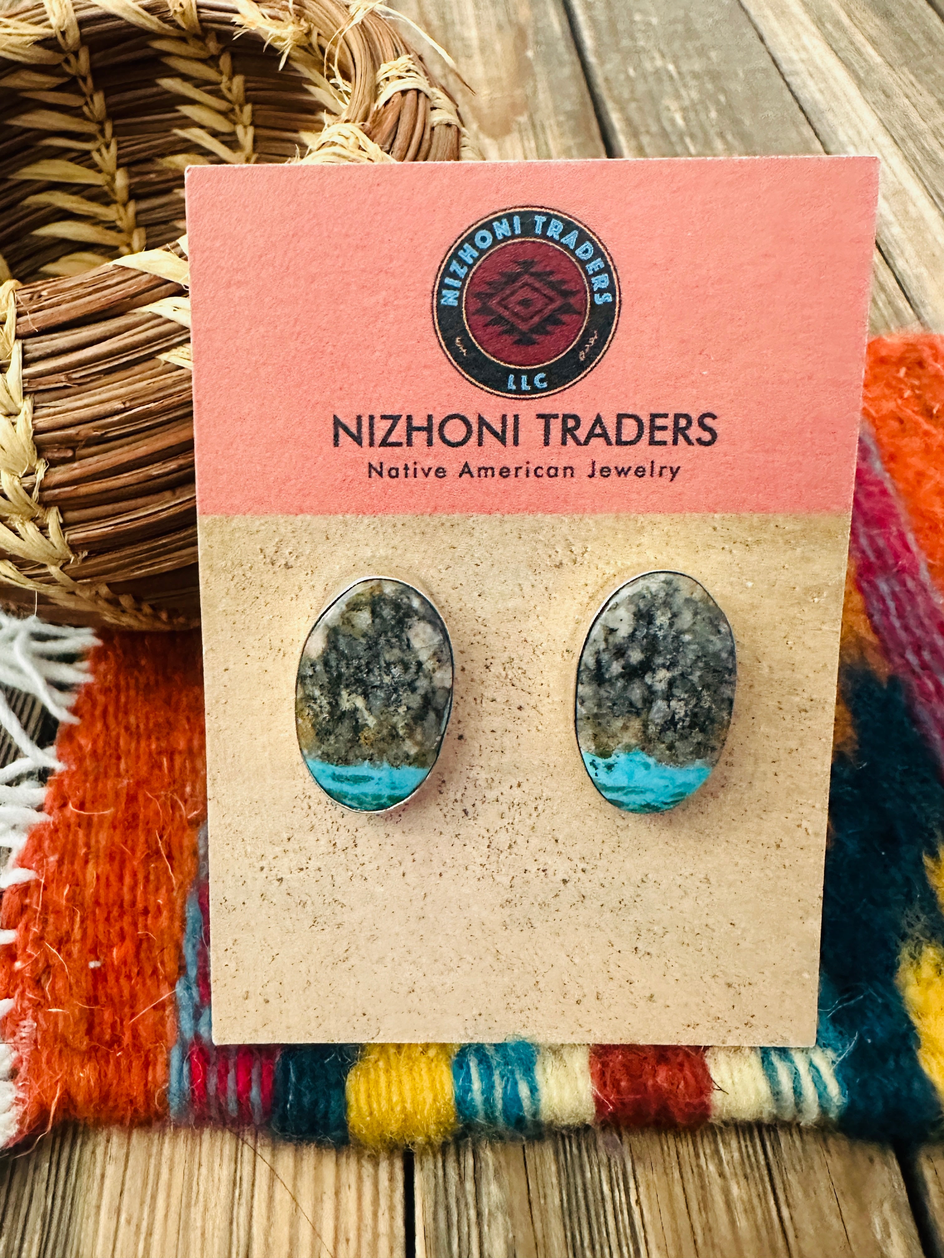 Handcrafted Blue Moon Turquoise & Sterling Silver Post Earrings