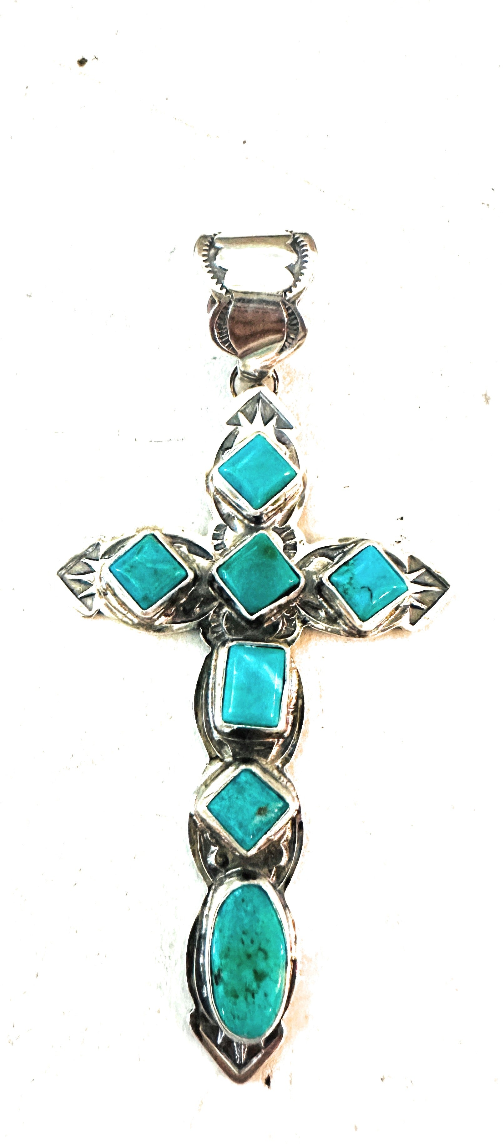 Navajo Sterling Silver & Turquoise Cross Pendant