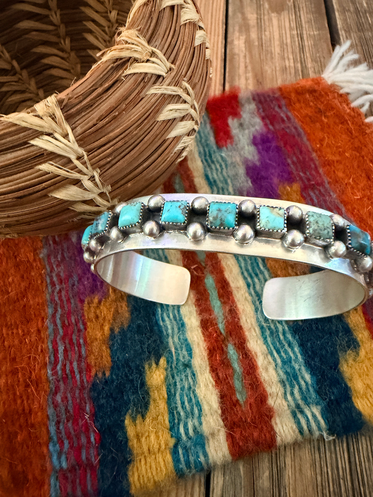 Handcrafted Turquoise & Sterling Silver Cuff Bracelet by Paul Largo