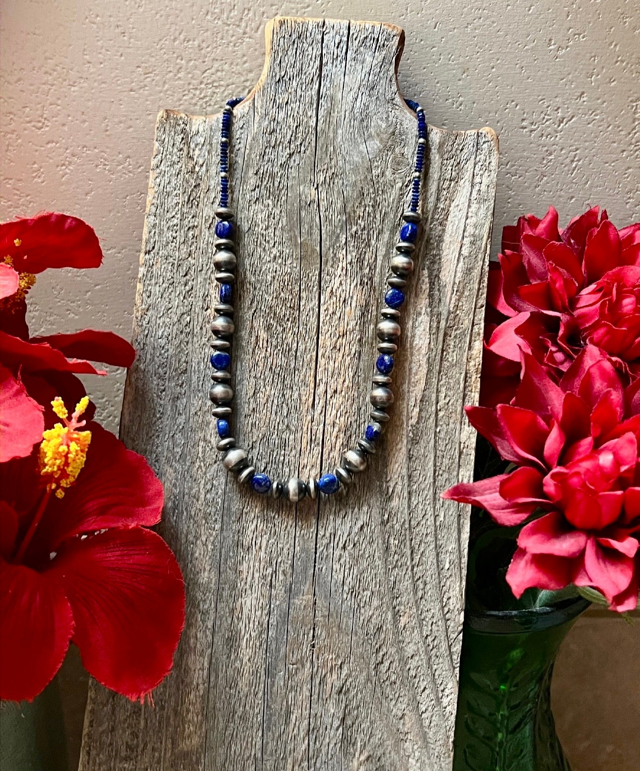 Handmade Lapis & Sterling Silver Beaded Necklace