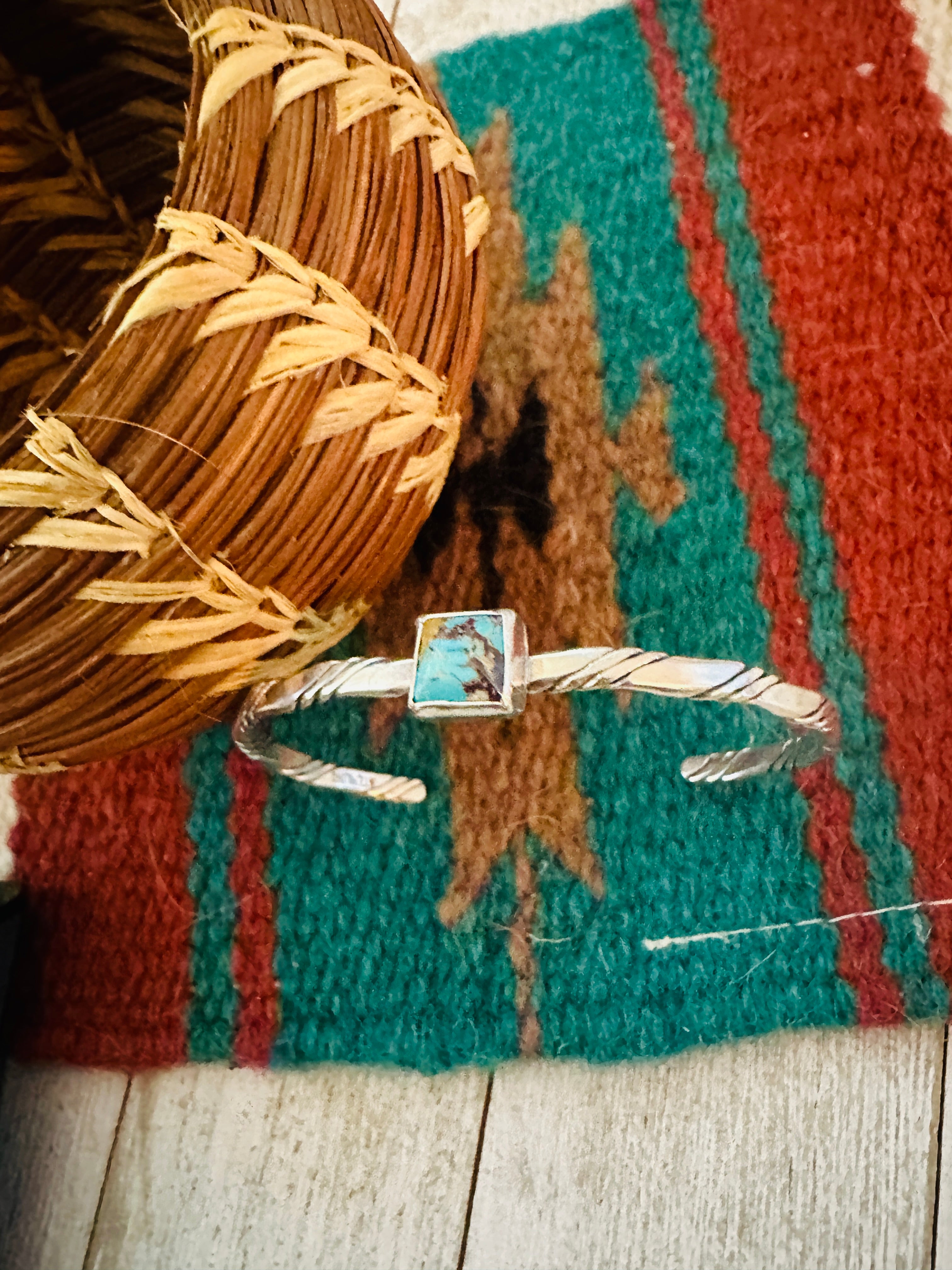 Navajo Sterling Silver & Turquoise Cuff Bracelet