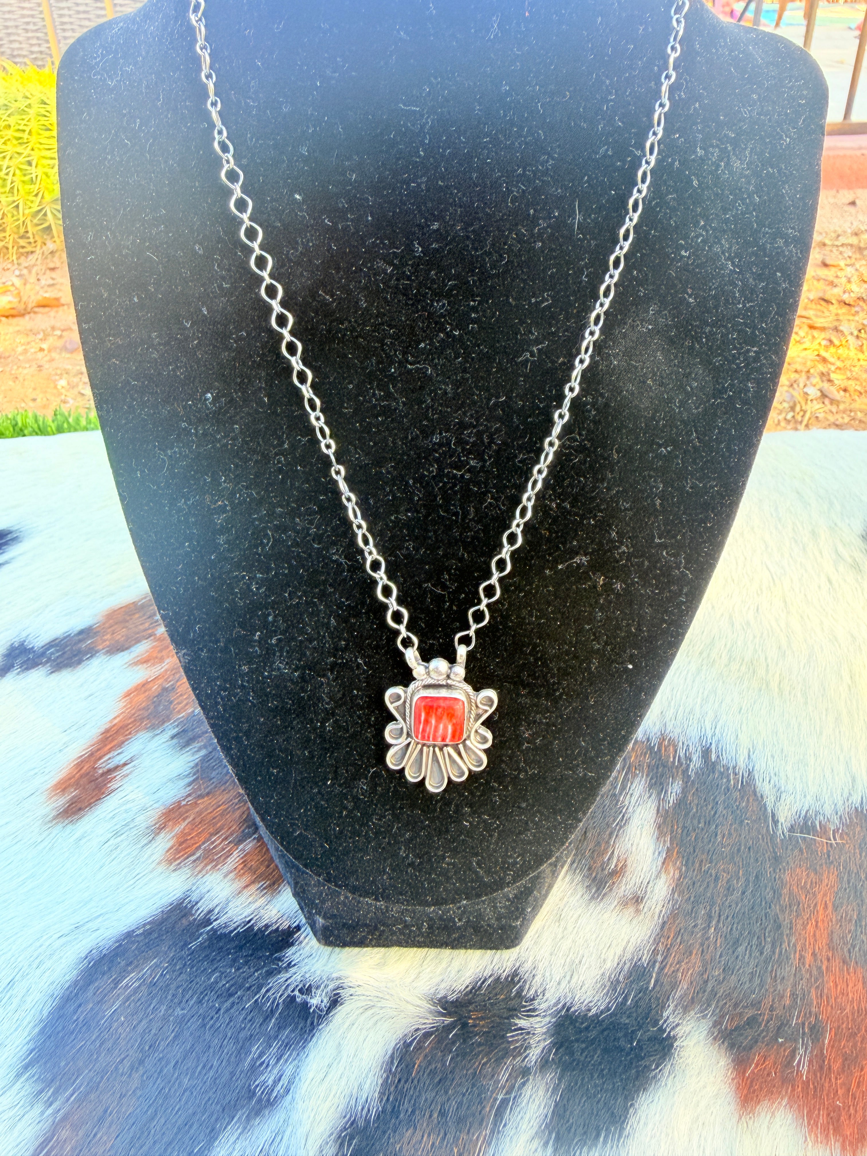Handcrafted Spiny Oyster & Sterling Silver Necklace